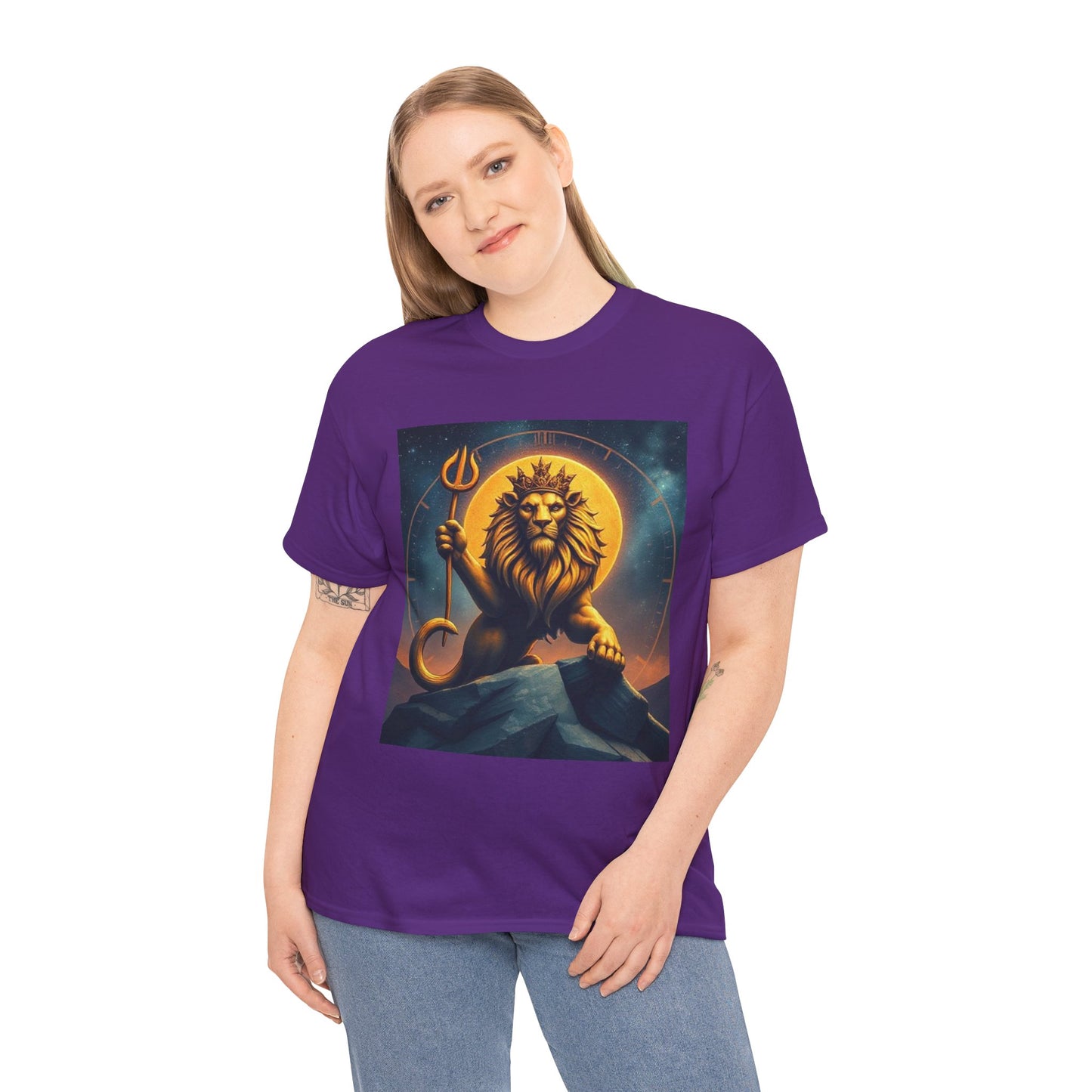 Unisex Heavy Cotton T-Shirt, King of Lions v2, Leo Zodiac Design