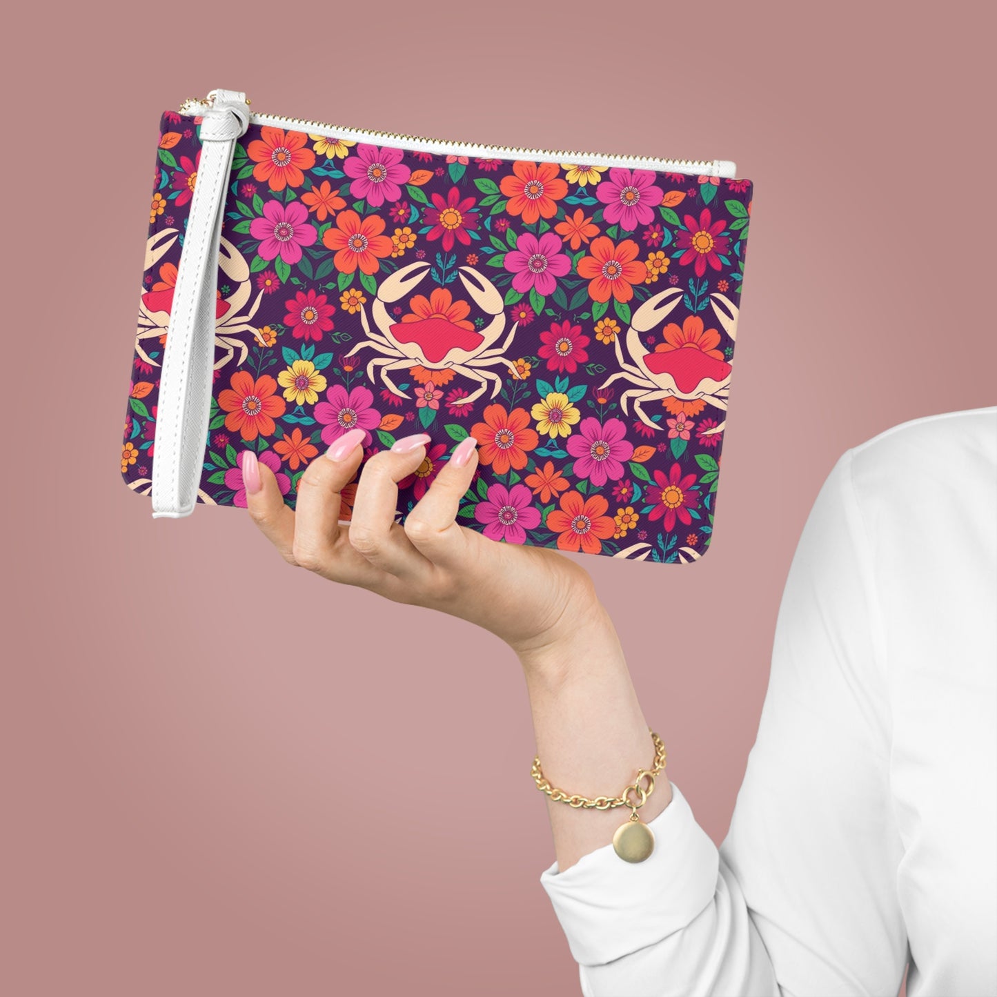 Clutch Bag, Cancer, Zodiac v3, Flower Pattern