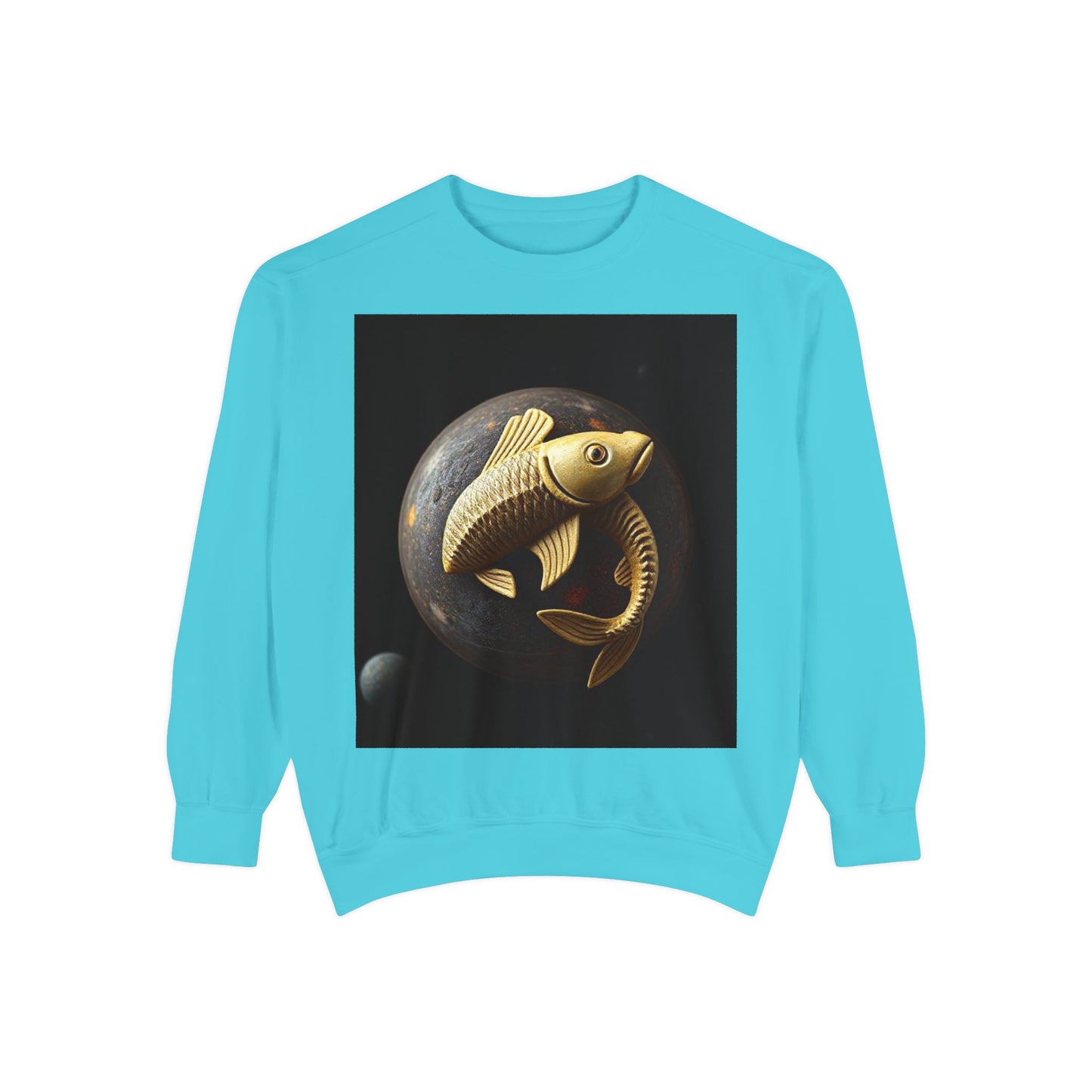 Garment-Dyed Sweatshirt, Unisex, Space Animal Design v1, Pisces