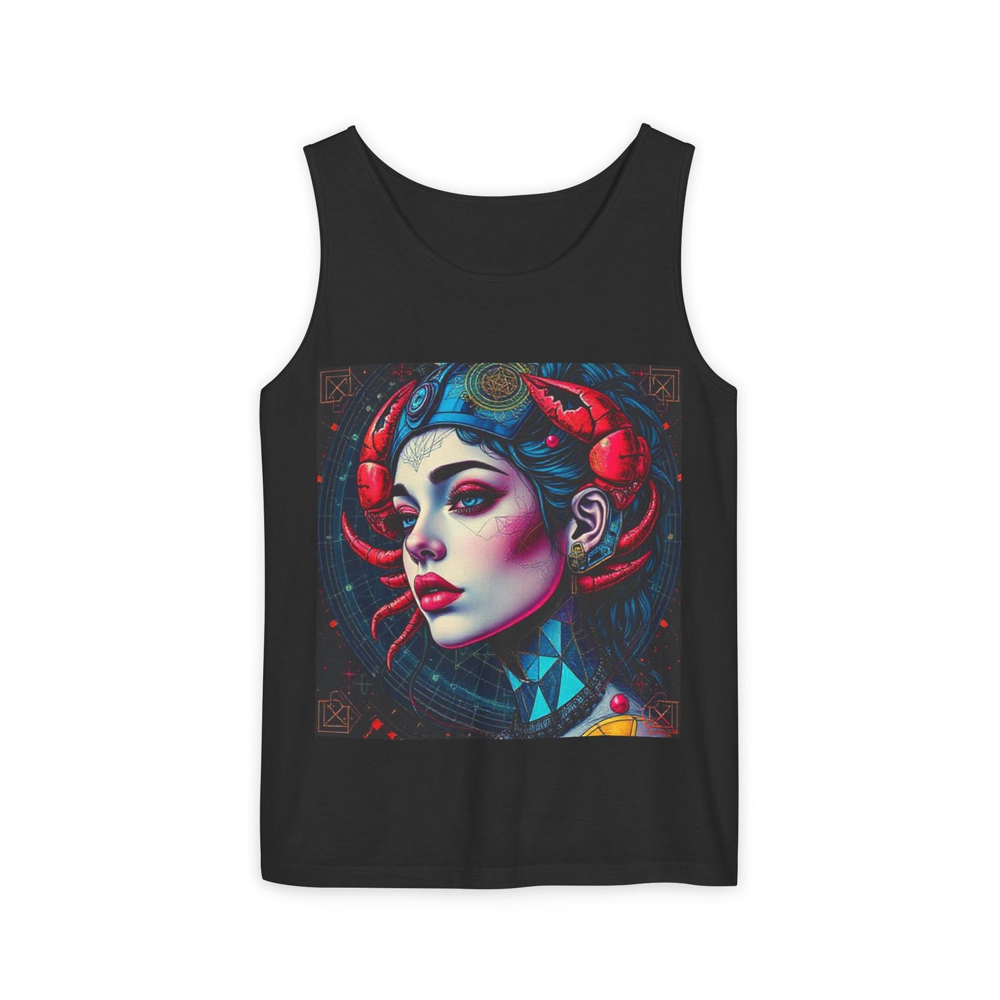 Unisex Garment-Dyed, Tank Top, Cancer, Pop Art v1, 100% US cotton