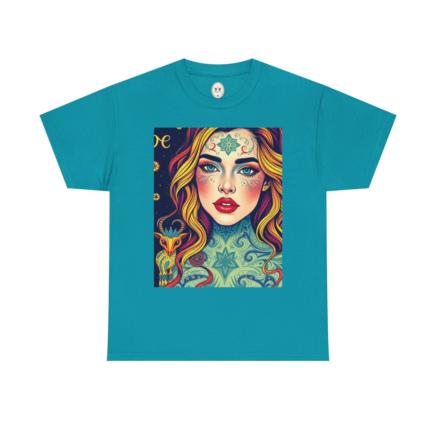 Unisex Heavy Cotton T-Shirt, Aquarius, Zodiac v2, Sexy Art