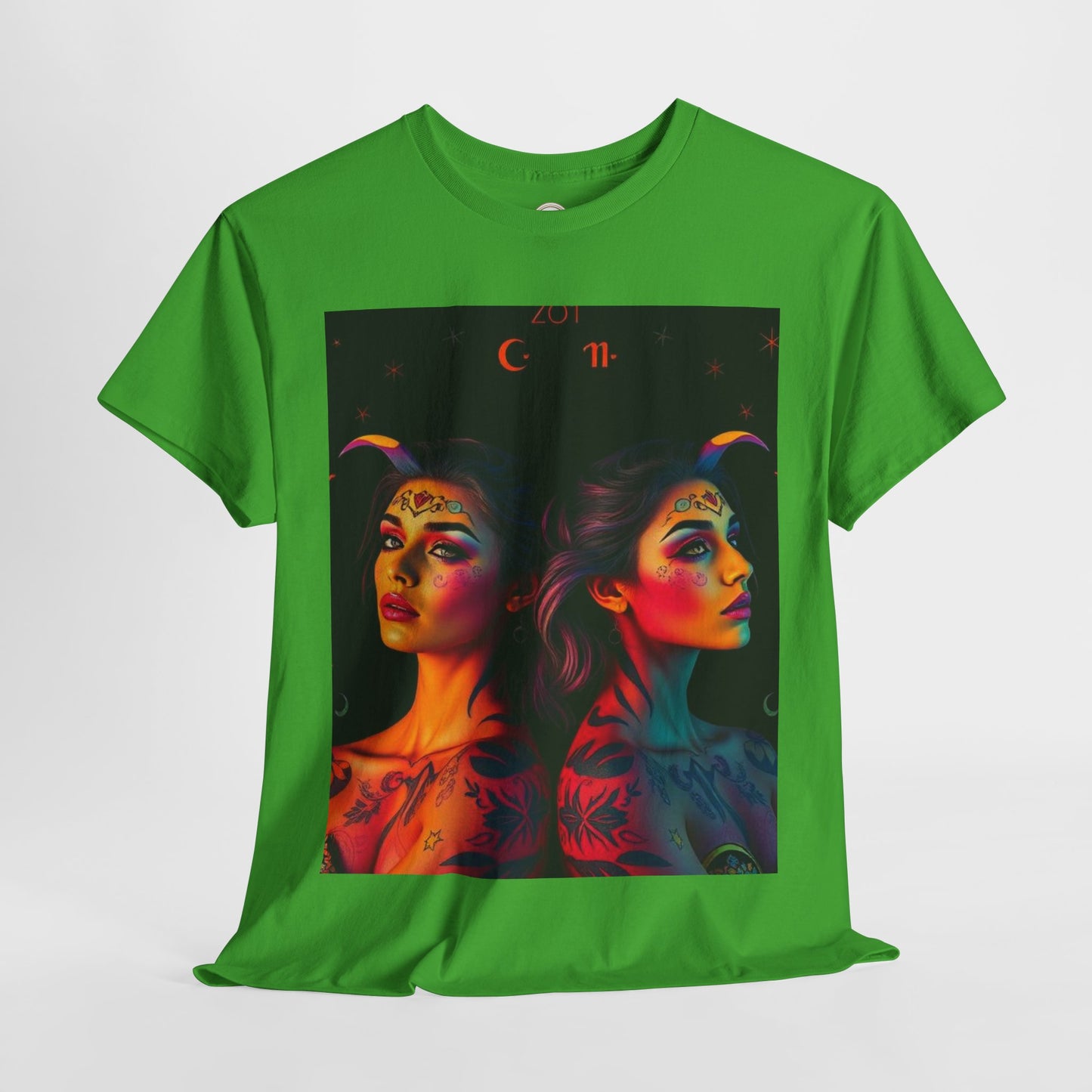 Unisex Heavy Cotton T-Shirt, Gemini, Zodiac, Sexy Art