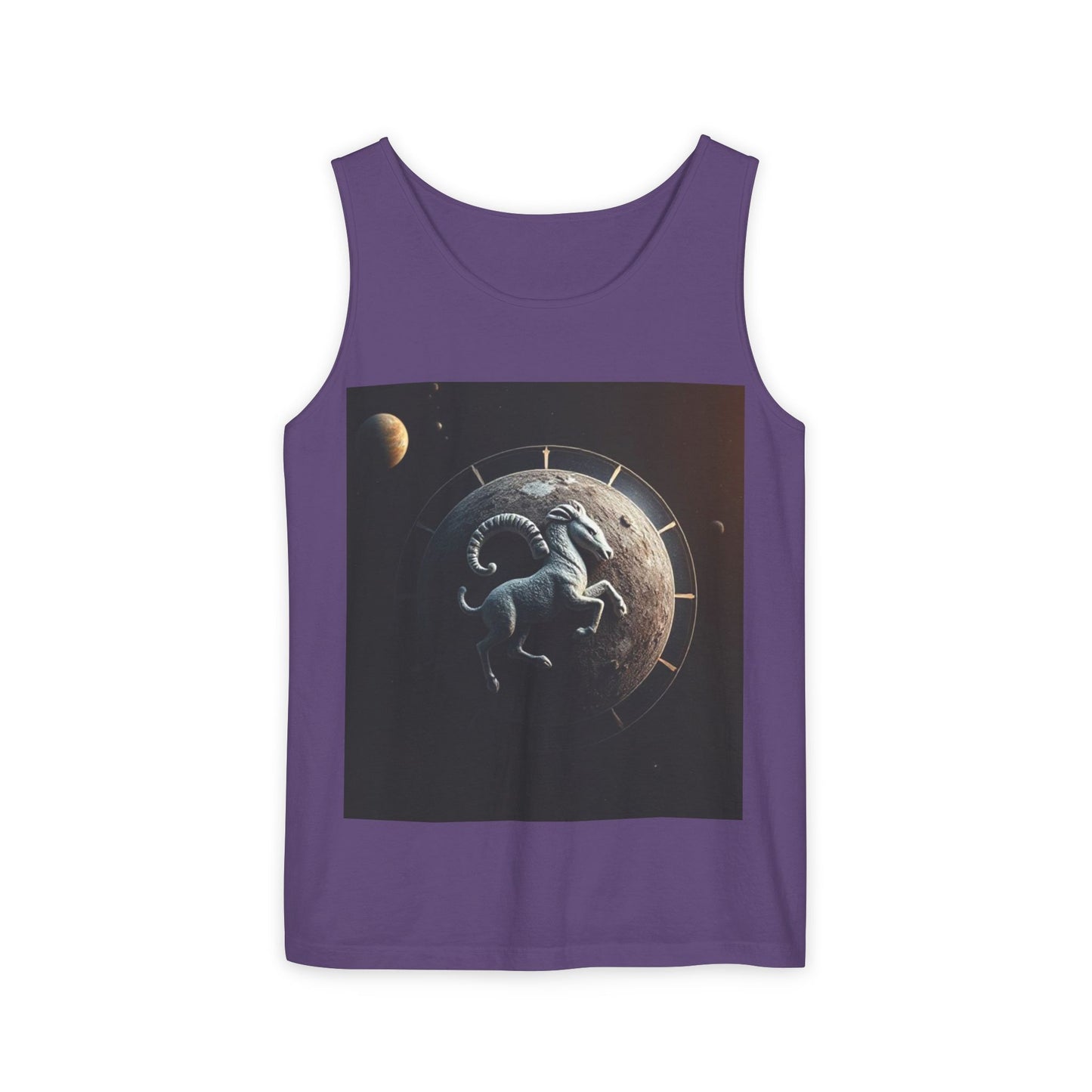 Unisex Garment-Dyed, Tank Top, Aries Design, Planet Animal, 100% Ringspun US cotton