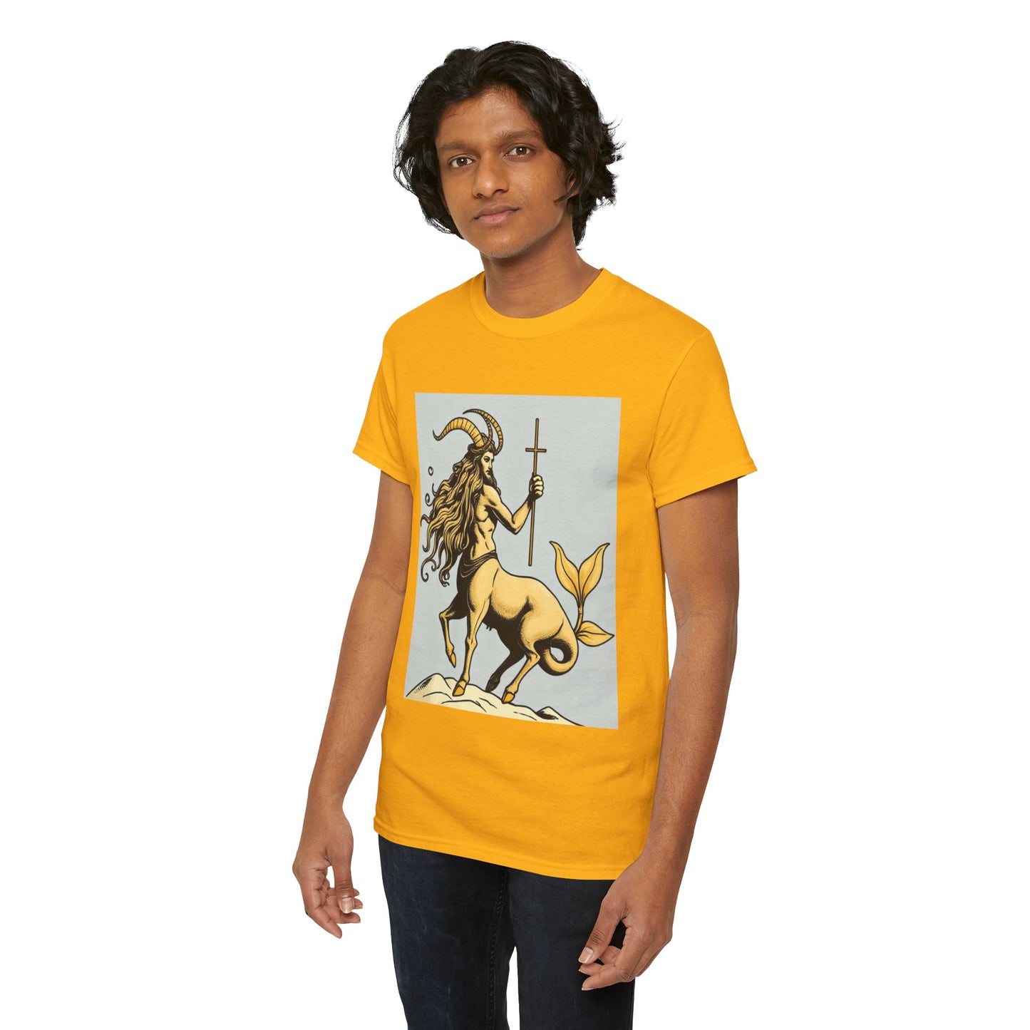 Unisex Heavy Cotton T-Shirt, Capricorn God v3, Zodiac Design