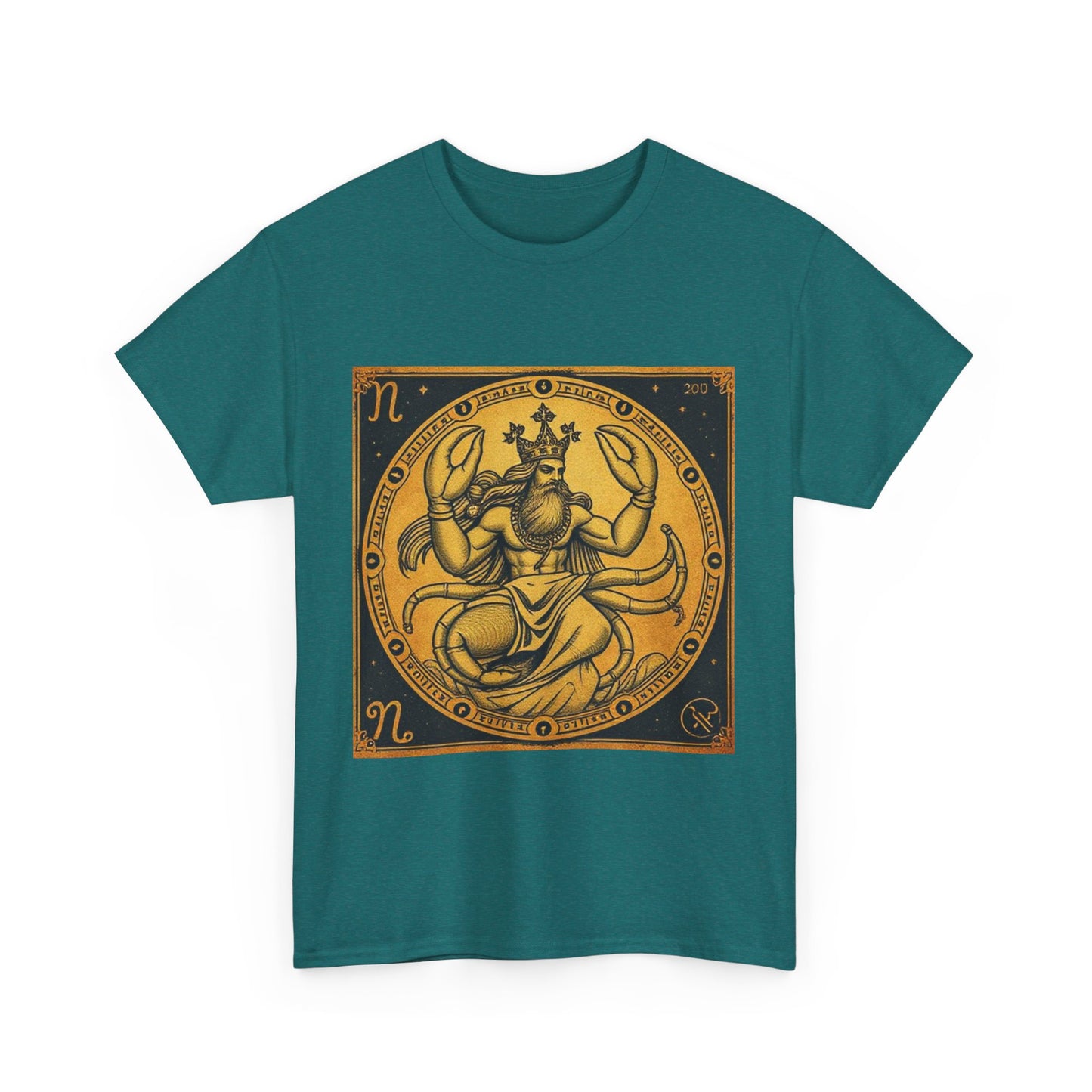 Unisex Heavy Cotton T-Shirt, Crab King v1, Cancer Zodiac Design
