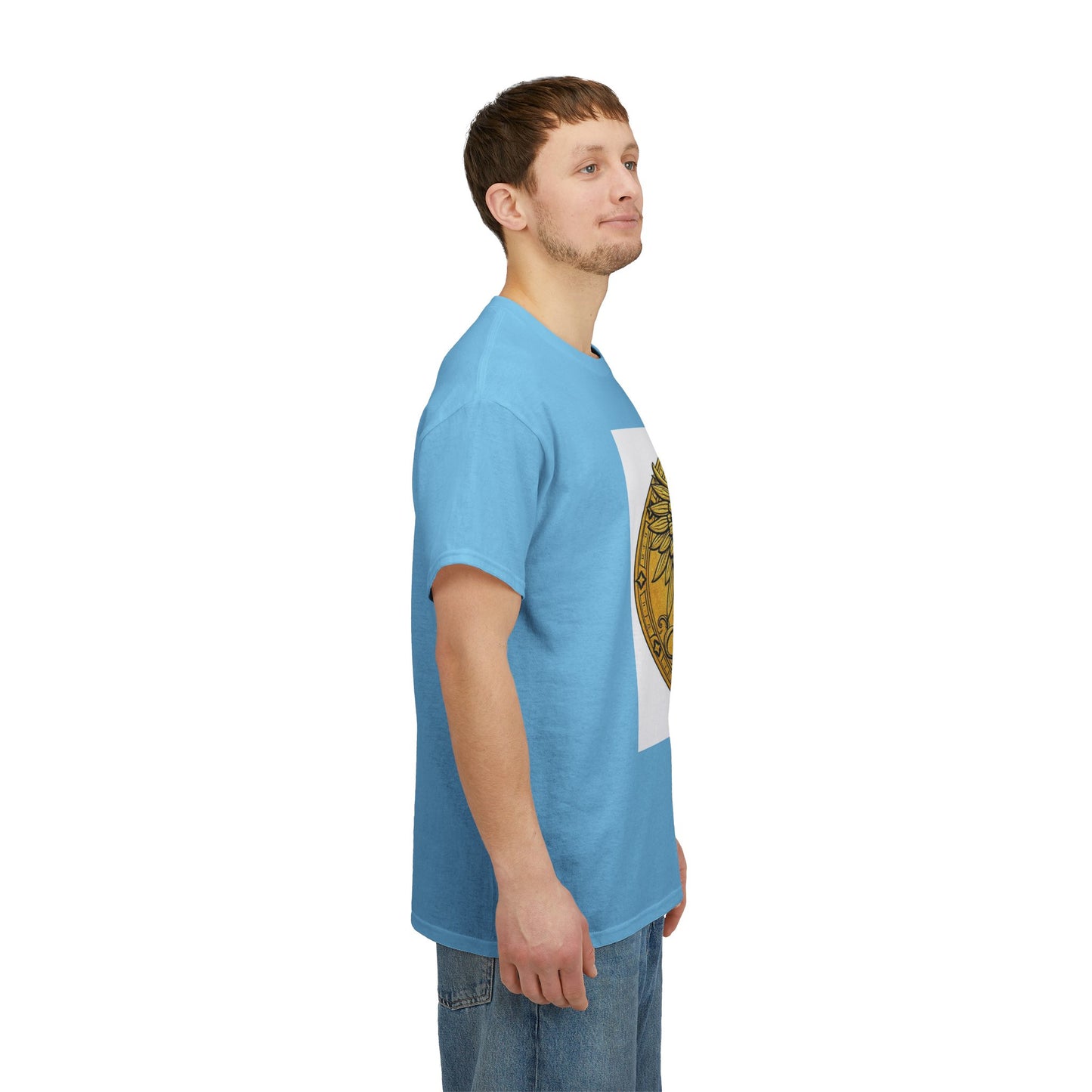 Unisex Heavy Cotton T-Shirt, Golden Angel Coin, Virgo Zodiac Design