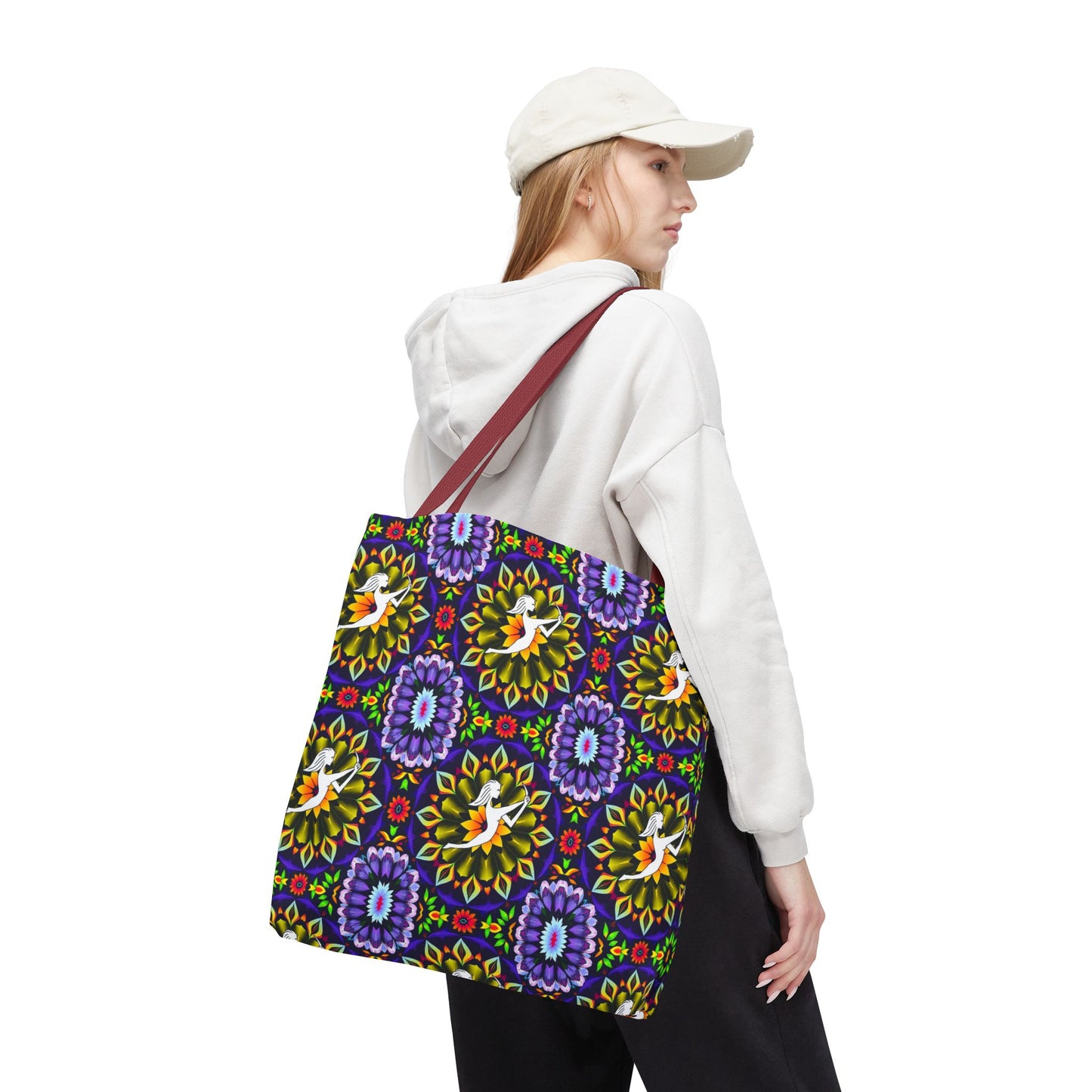 Tote Bag (AOP), Sagittarius, Zodiac v2, Flower Pattern