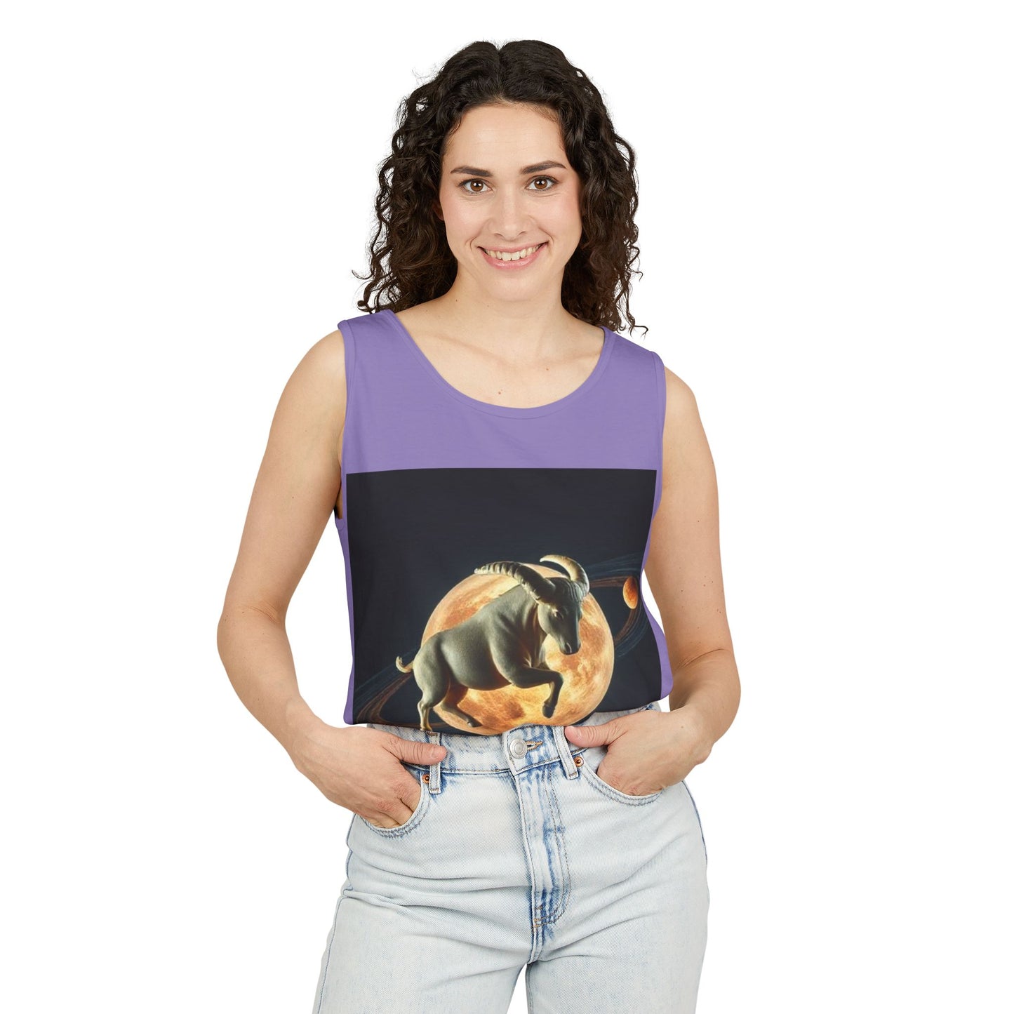Unisex Garment-Dyed, Tank Top, Taurus Design, Planet Animal, 100% US cotton