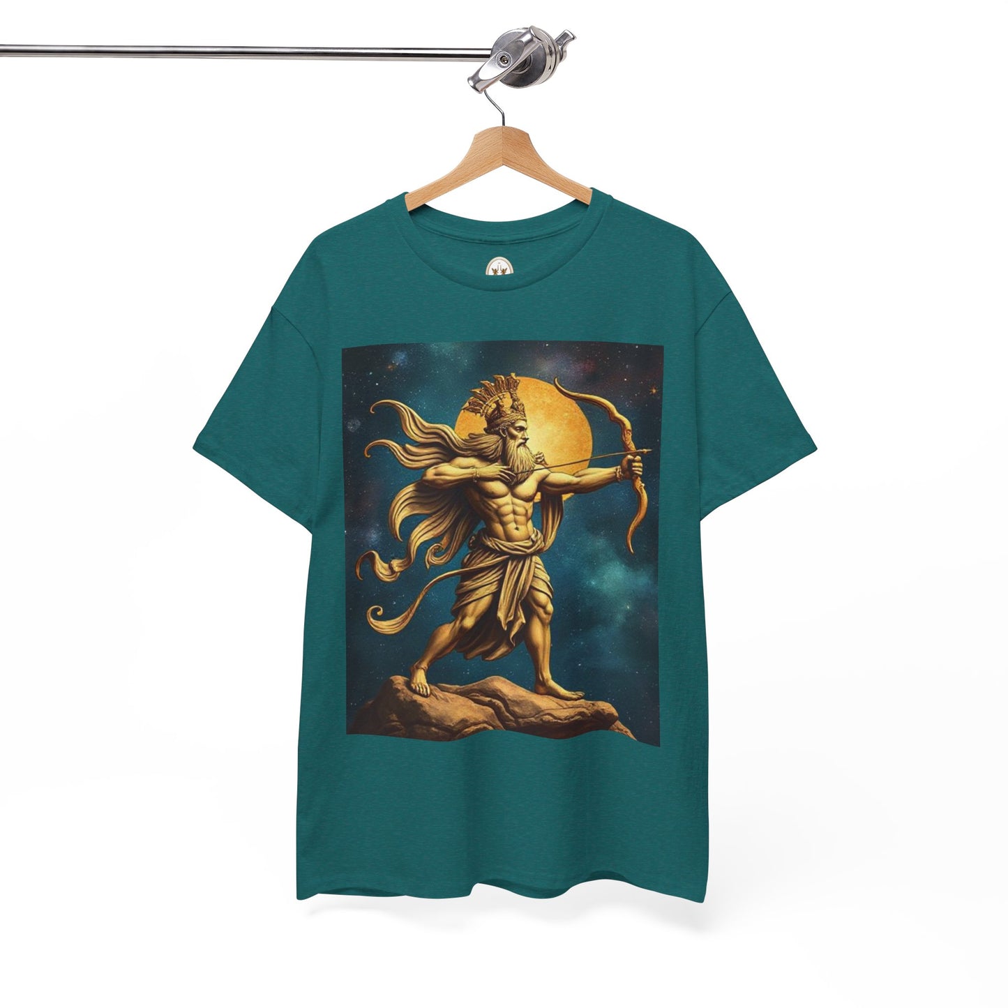 Unisex Heavy Cotton T-Shirt, Midnight Arrow v1, Sagittarius Zodiac Design