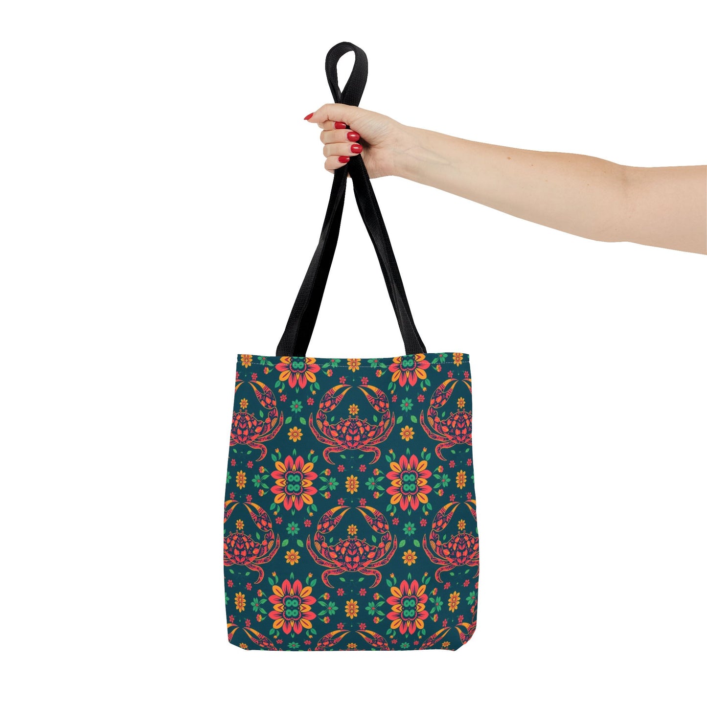 Tote Bag (AOP), Cancer, Zodiac v2, Flower Pattern