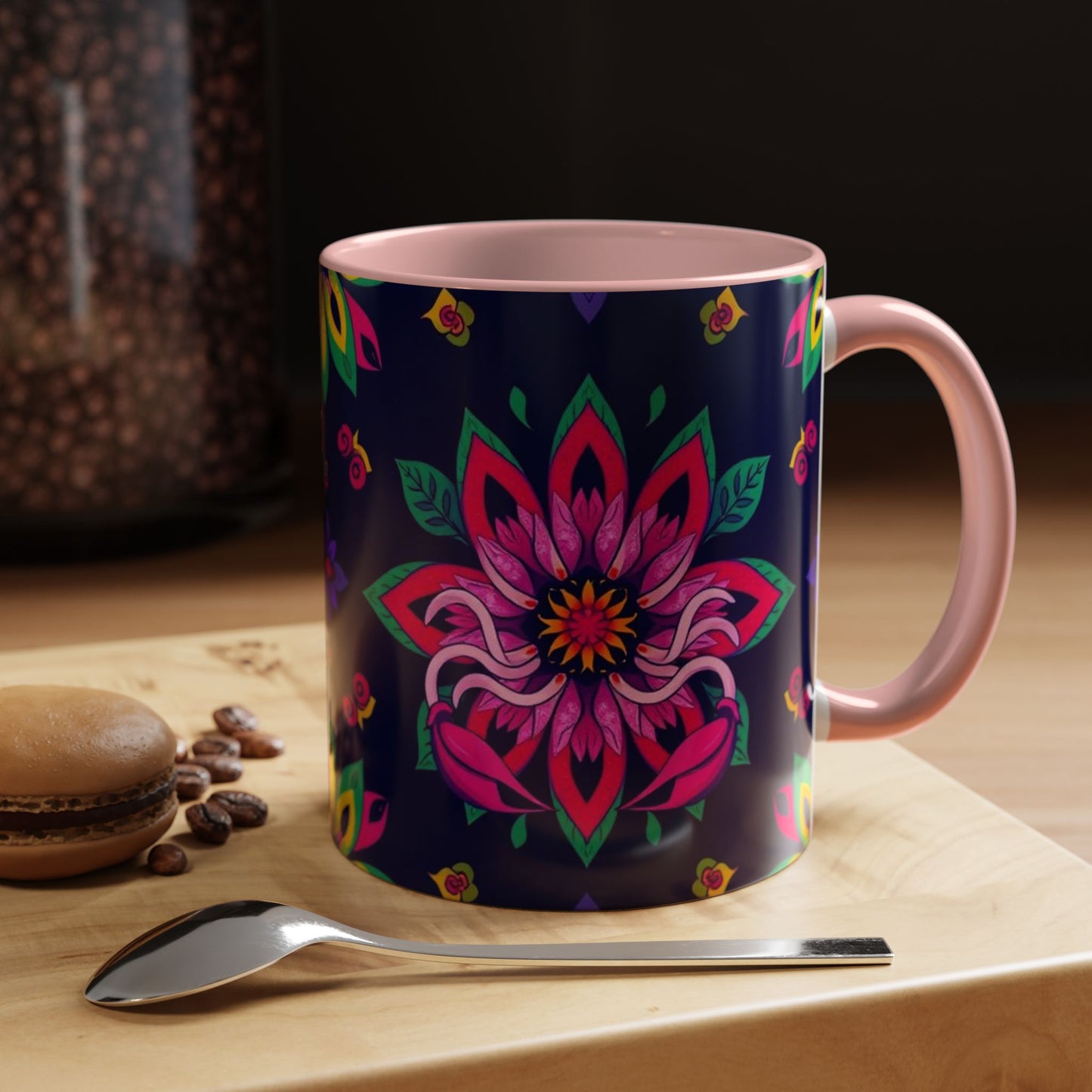 Accent Coffee Mug, Scorpio, Zodiac v4. Flower Pattern, (11, 15oz)