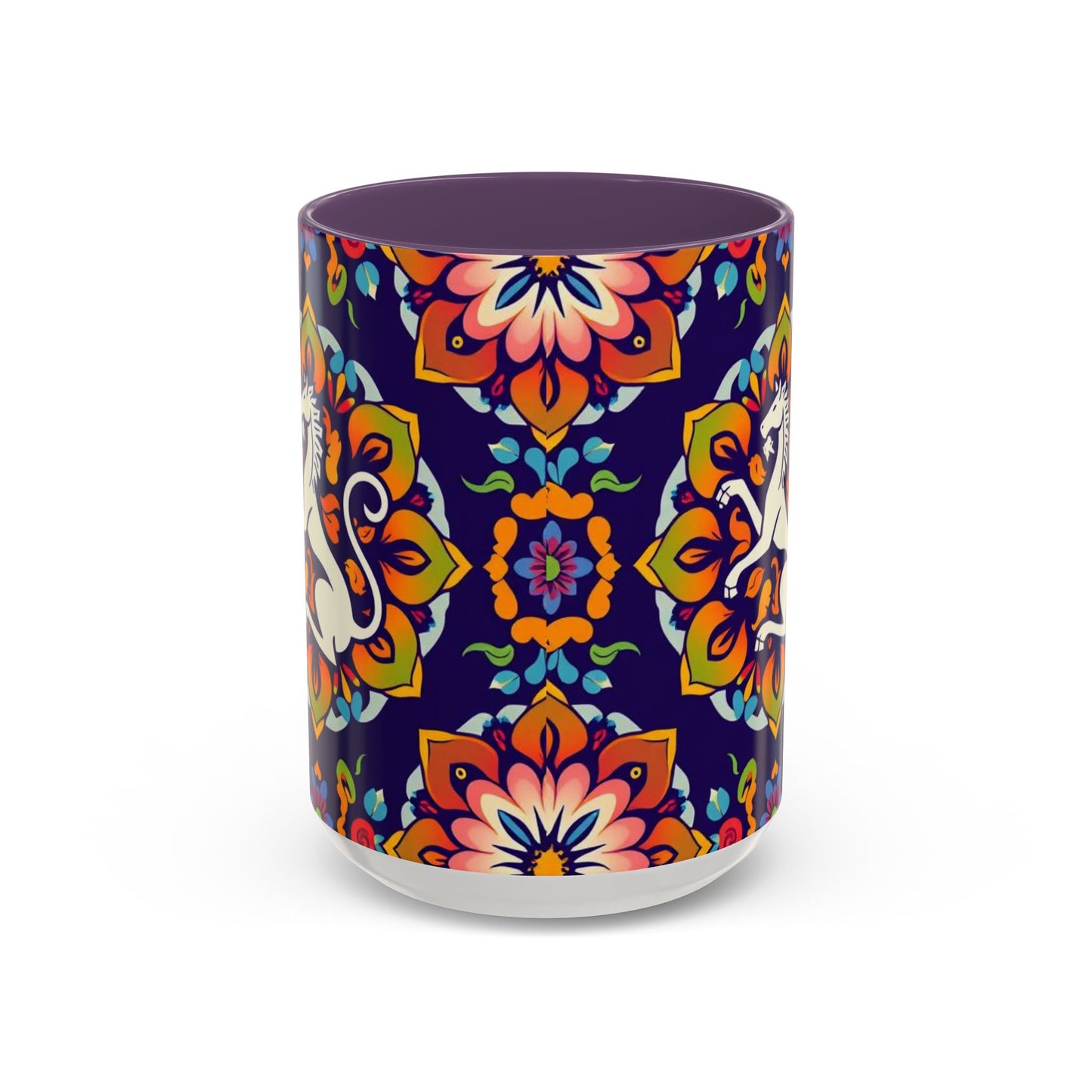 Accent Coffee Mug, Virgo, Zodiac v4. Flower Pattern, (11, 15oz)