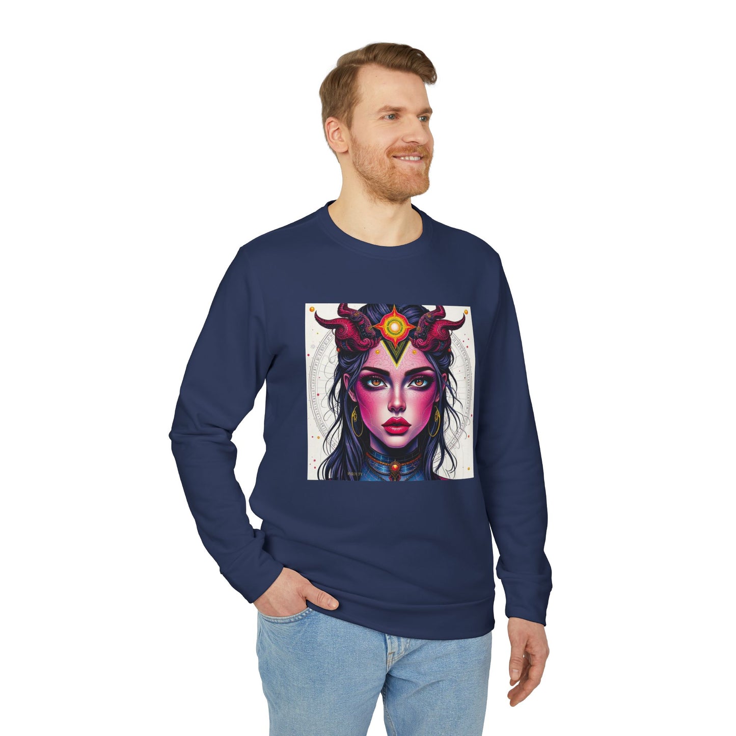 Adidas, Unisex Fleece Crewneck Sweatshirt, Virgo, Pop Art v1, Zodiac