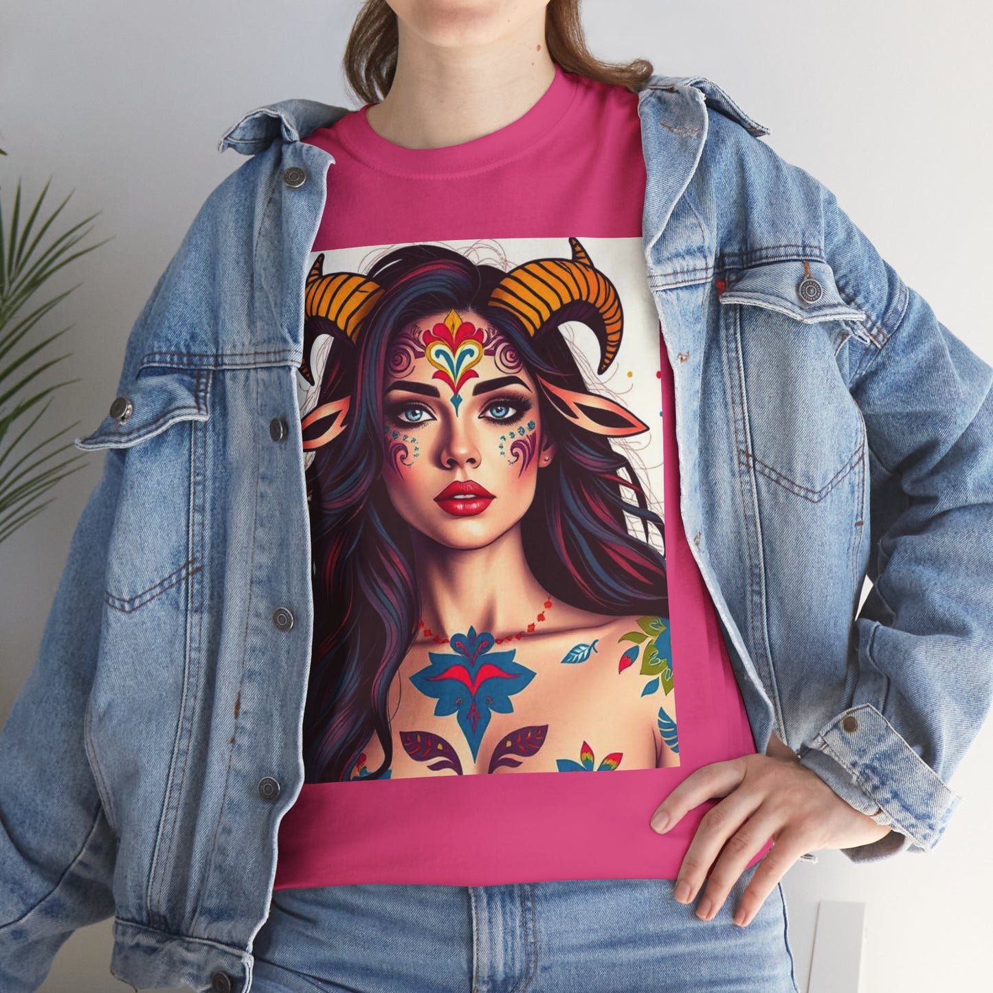 Unisex Heavy Cotton T-Shirt, Taurus, Zodiac v1, Sexy Art