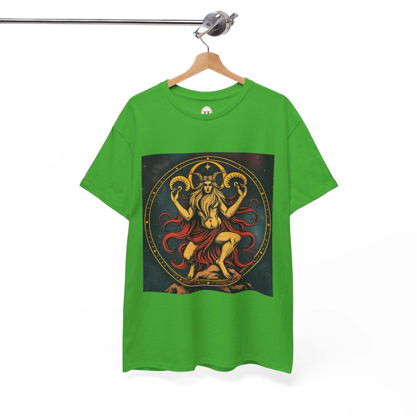 Unisex Heavy Cotton T-Shirt, Aries God 3v, Zodiac Design