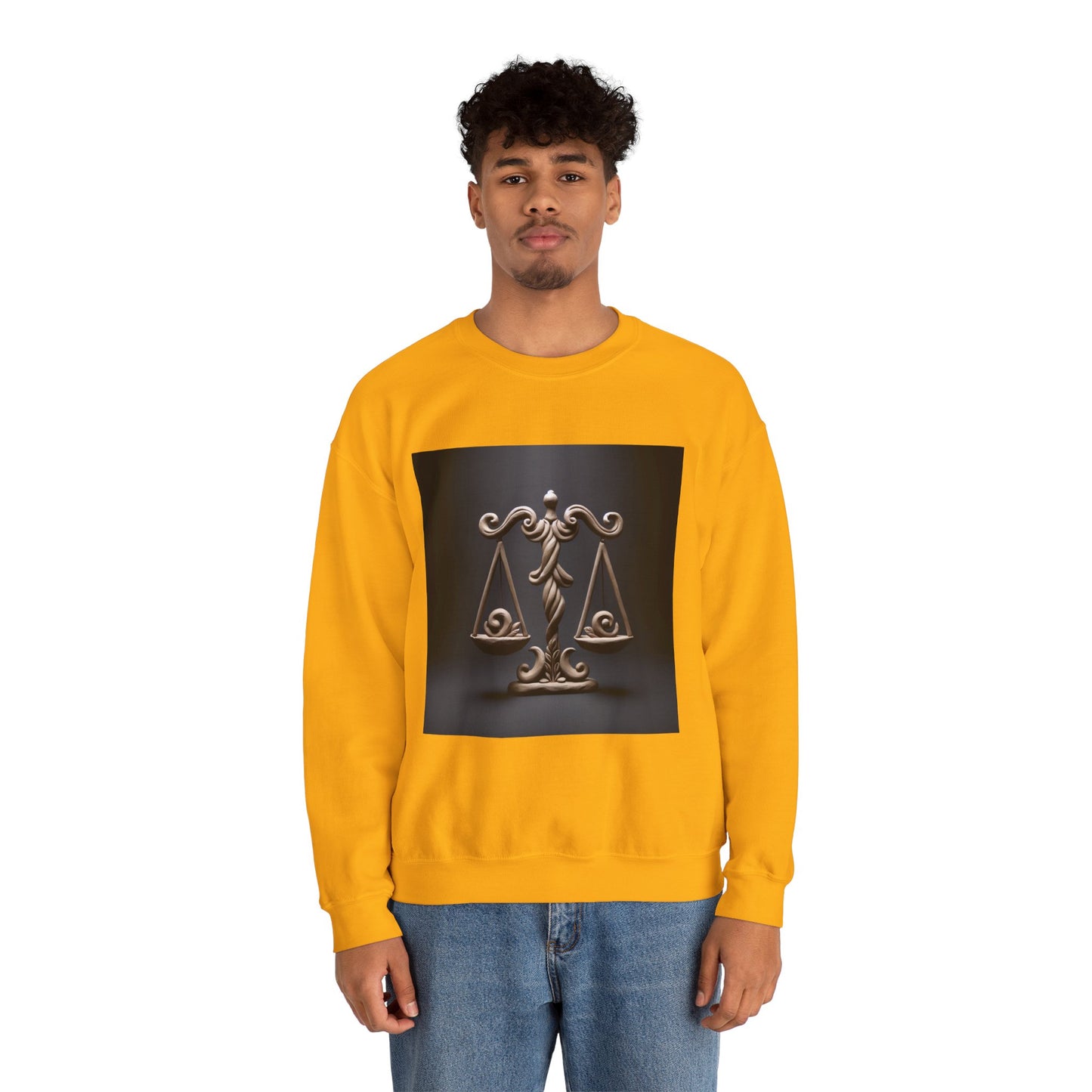 Unisex Heavy Blend™ Crewneck Sweatshirt, Brown Scale, Libra Zodiac Design
