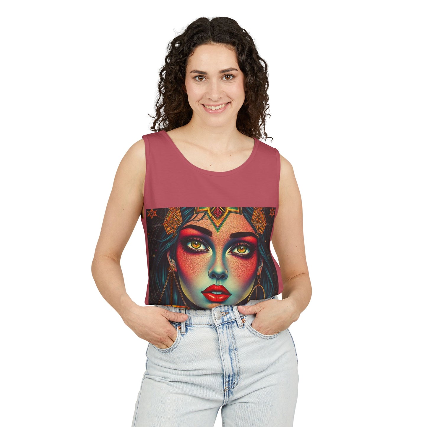 Unisex Garment-Dyed, Tank Top, Libra Design, Pop Art, 100% US cotton