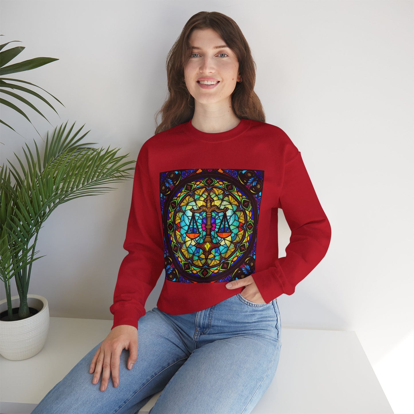 Unisex Heavy Blend™ Crewneck Sweatshirt, Glass, Libra Zodiac Design