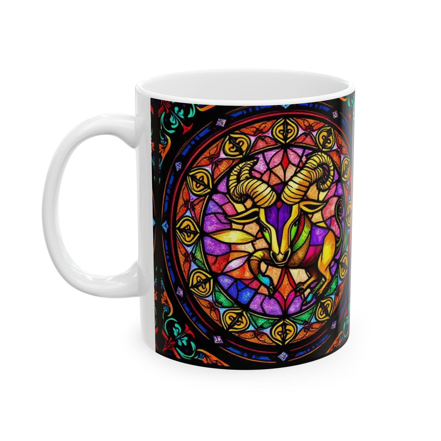 Ceramic Mug, (11oz, 15oz), Ceramic Coffee Mug, AOP, Glass Design, Taurus Zodiac