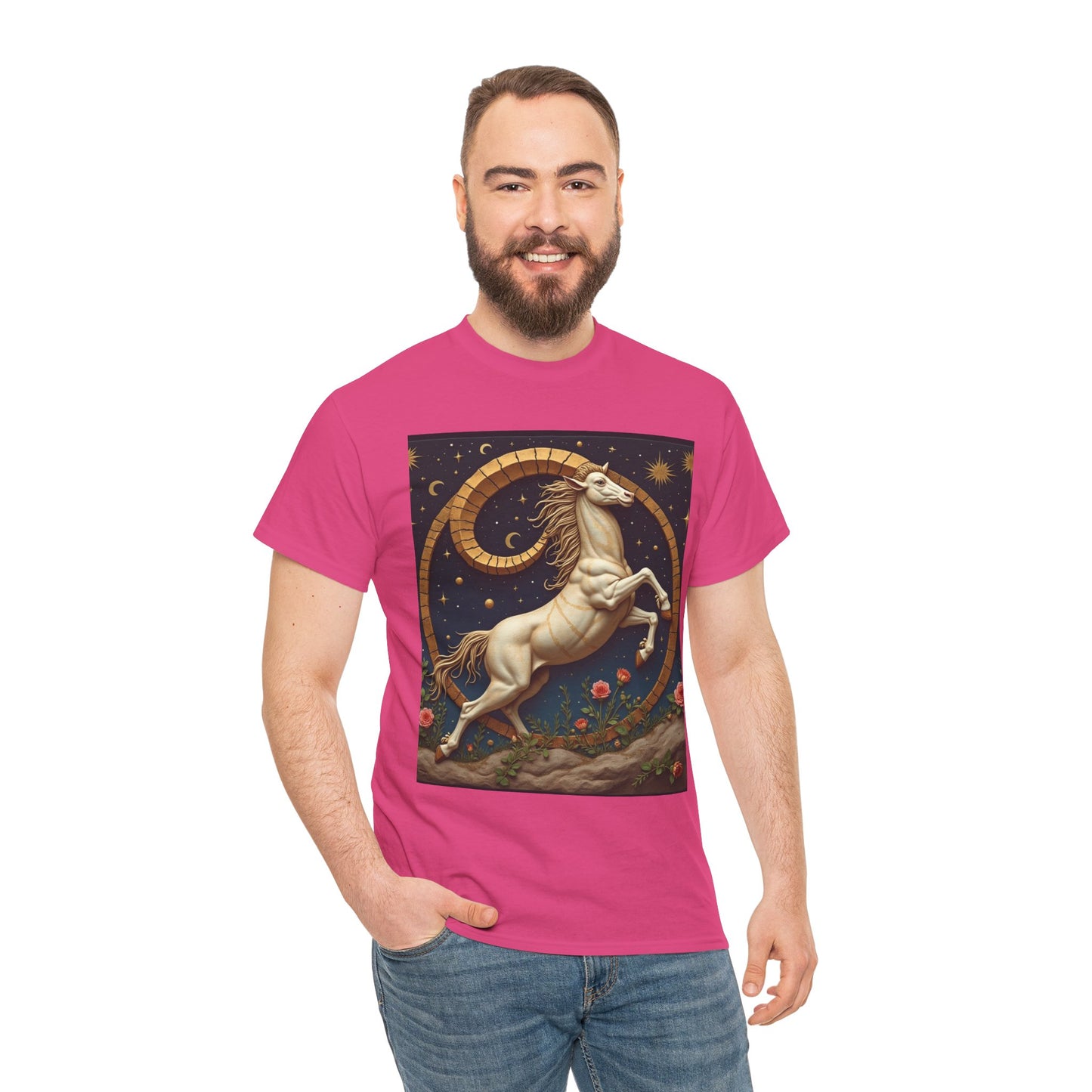 Unisex Heavy Cotton T-Shirt, Aries Animal 1v, Zodiac Design