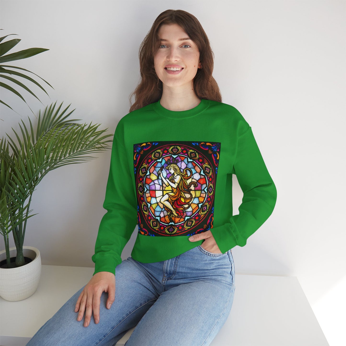 Unisex Heavy Blend™ Crewneck Sweatshirt, Glass, Virgo Zodiac Design