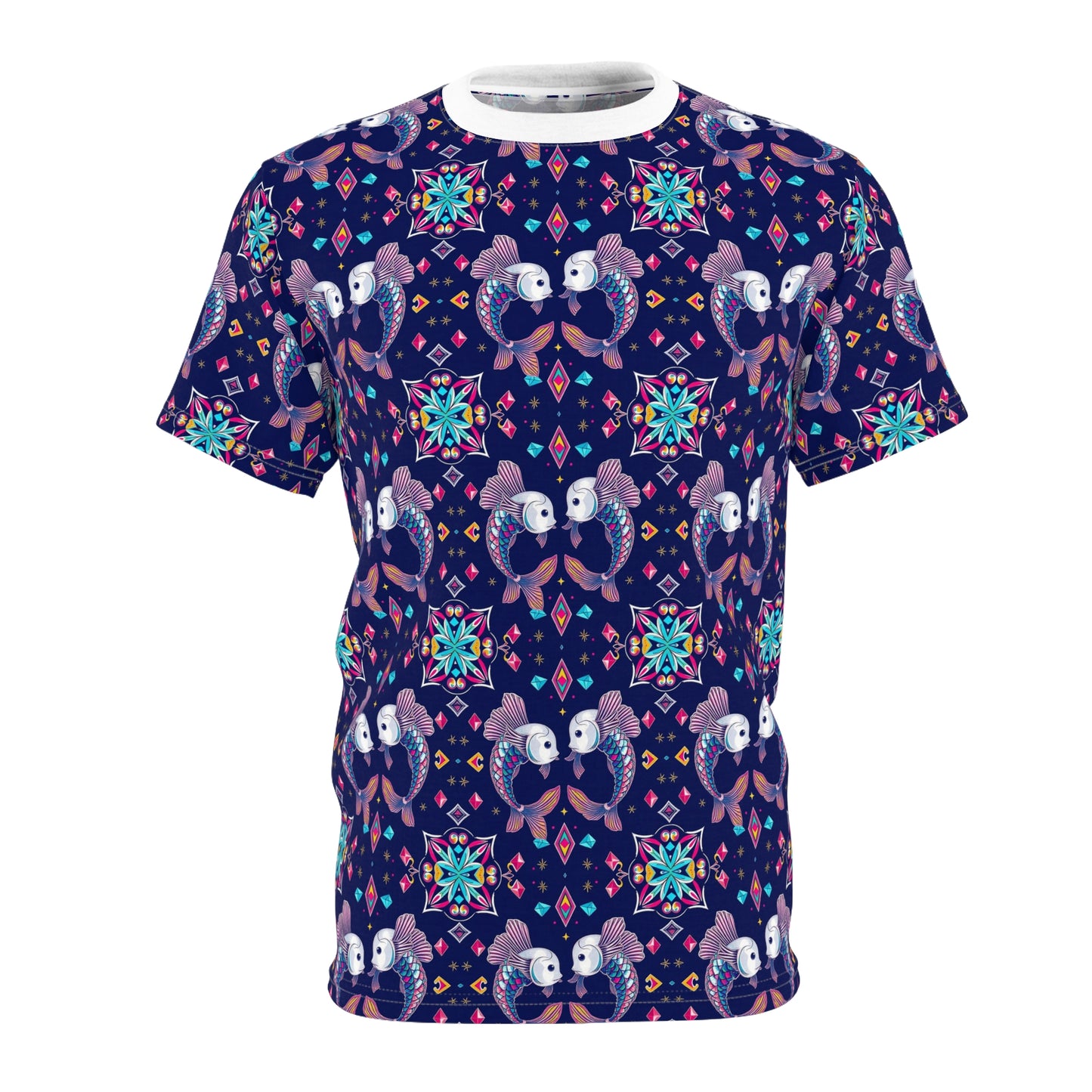 Unisex Cut & Sew T-Shirt, (AOP), Pisces, Zodiac, Jewels Pattern