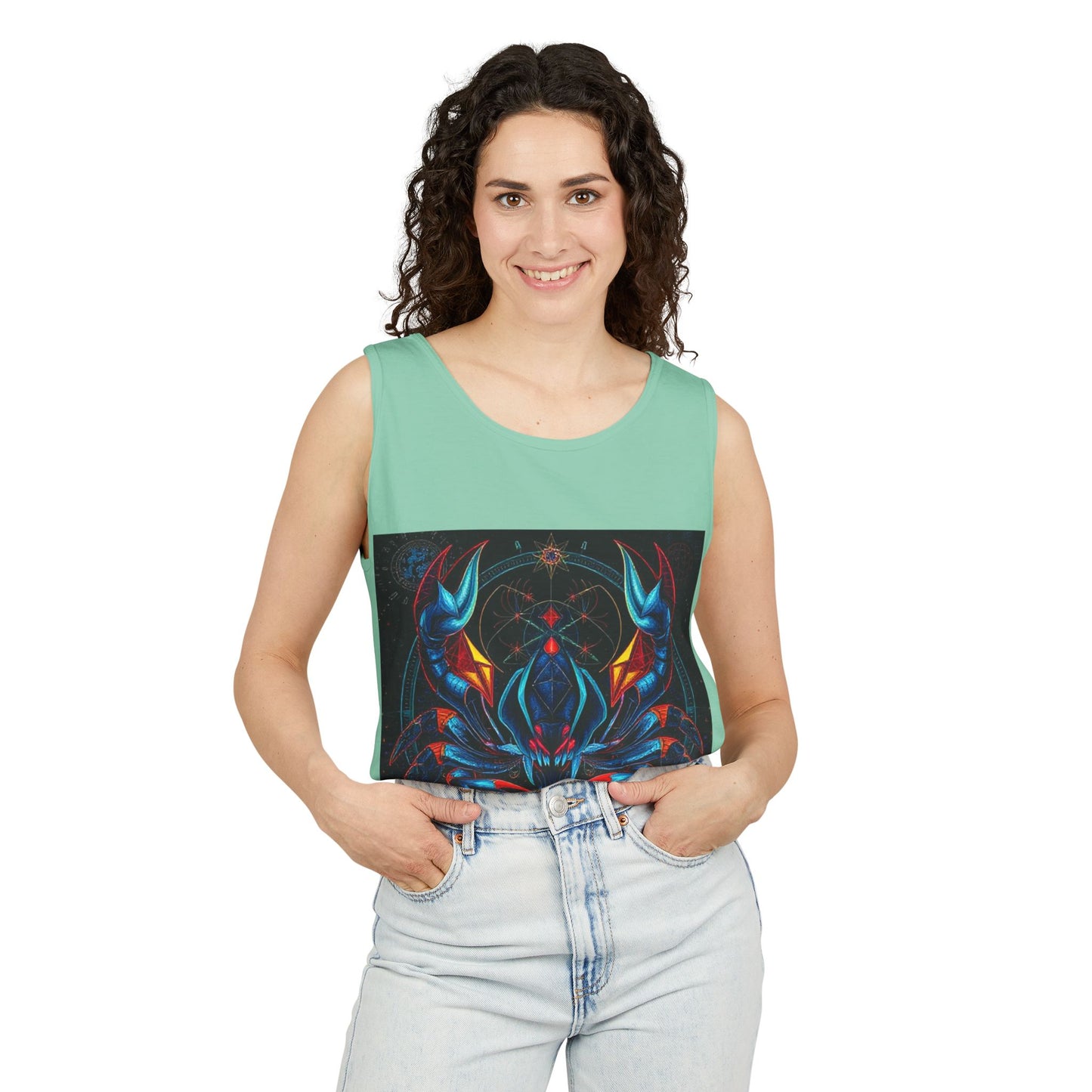 Unisex Garment-Dyed, Tank Top, Scorpio Design, Pop Art v1, 100% US cotton
