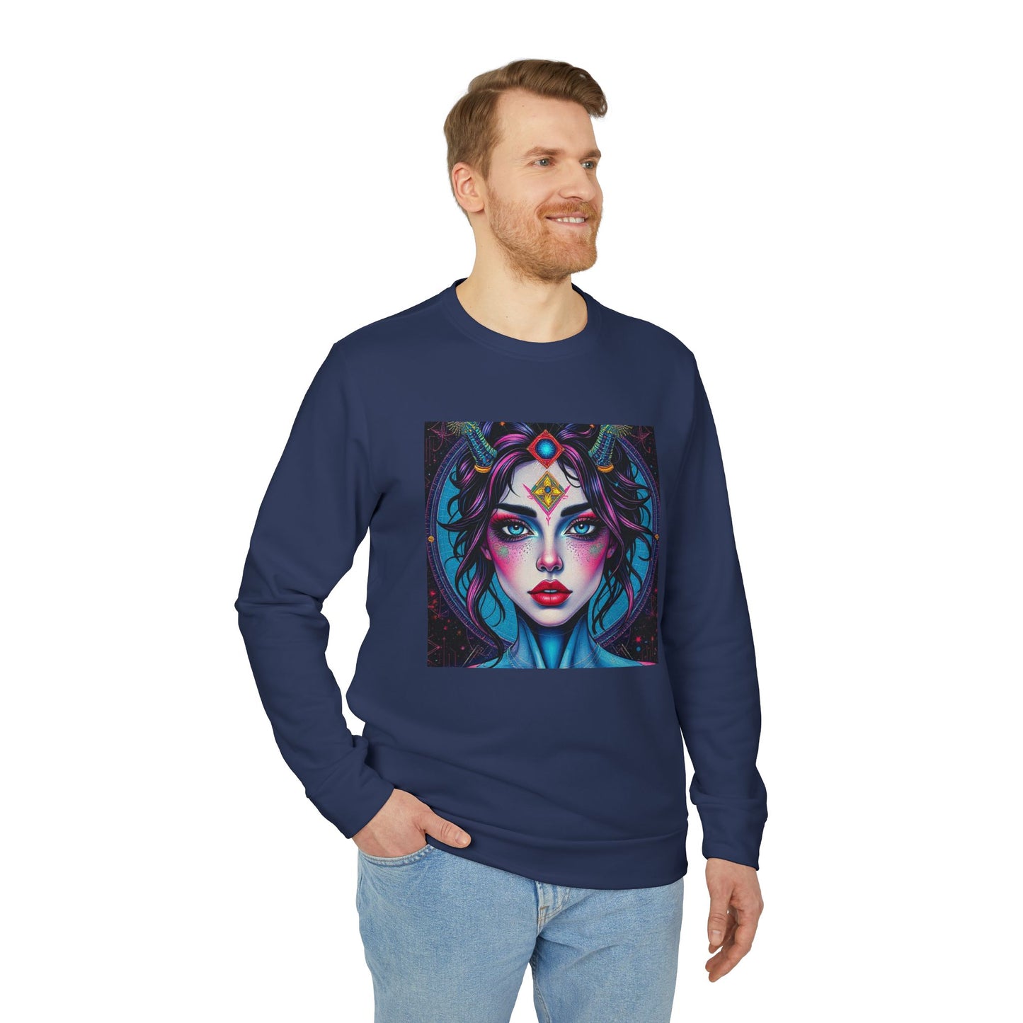 Adidas, Unisex Fleece Crewneck Sweatshirt, Aquarius, Pop Art, Zodiac