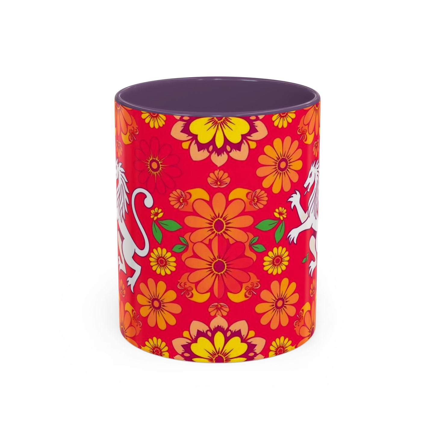 Accent Coffee Mug, Leo, Zodiac v4, Flower Pattern, (11, 15oz)