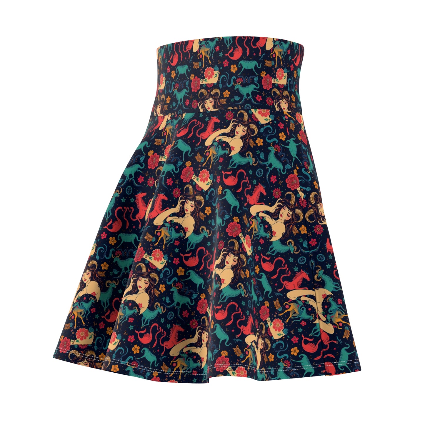 Women's Skater Skirt, (AOP), Capricorn, Zodiac, Sexy Pattern