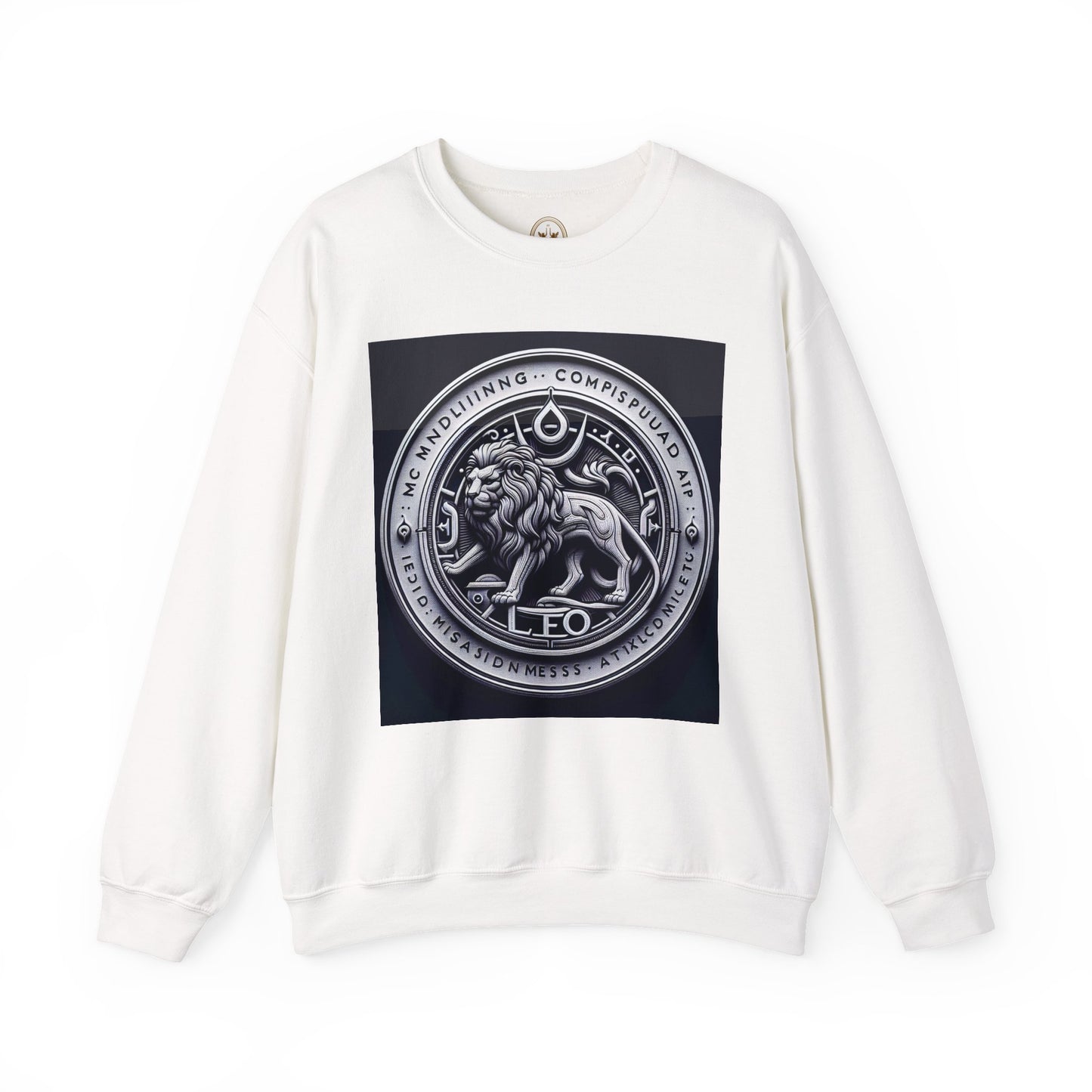 Unisex Heavy Blend™ Crewneck Sweatshirt, Lion Coin, Leo Zodiac Design