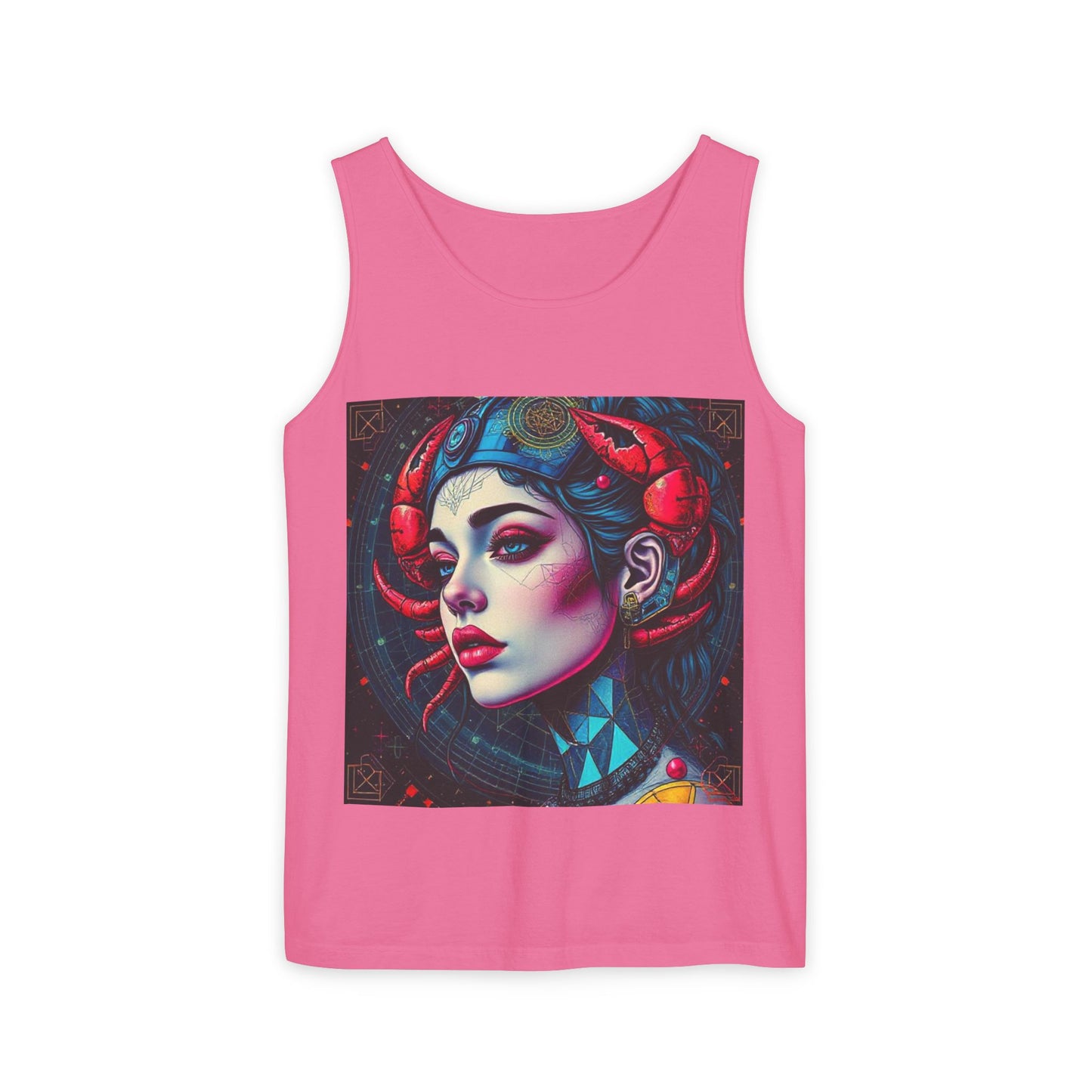 Unisex Garment-Dyed, Tank Top, Cancer, Pop Art v1, 100% US cotton