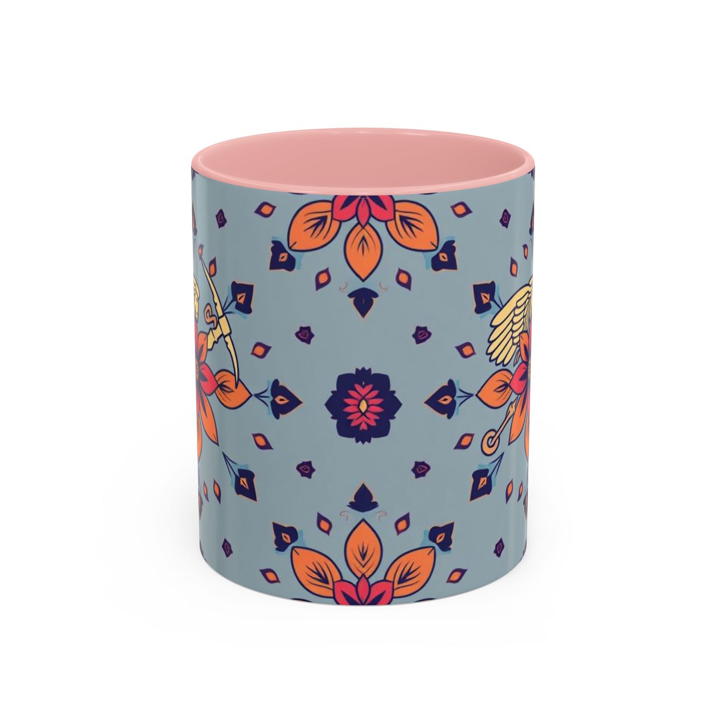 Accent Coffee Mug, Sagittarius, Zodiac v3. Flower Pattern, (11, 15oz)