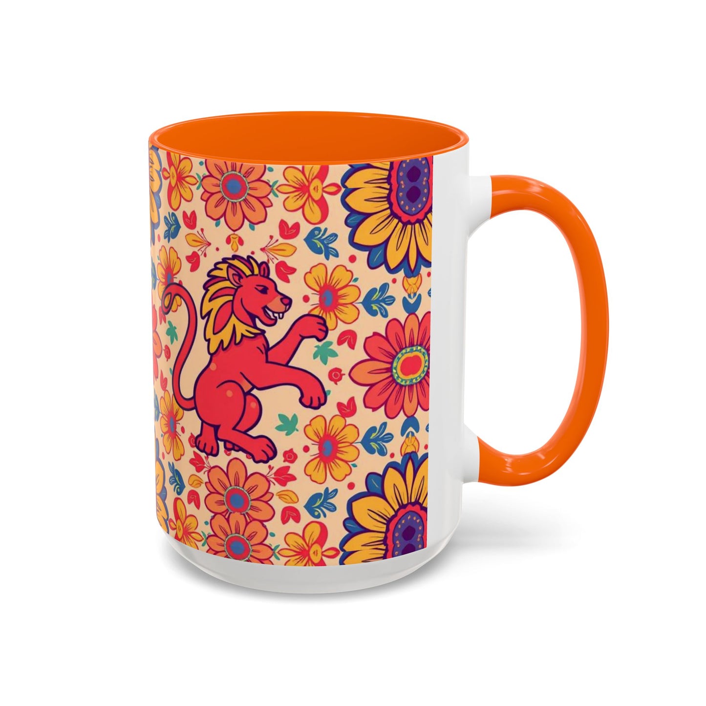 Accent Coffee Mug, Leo, Zodiac, Flower Pattern, (11, 15oz)