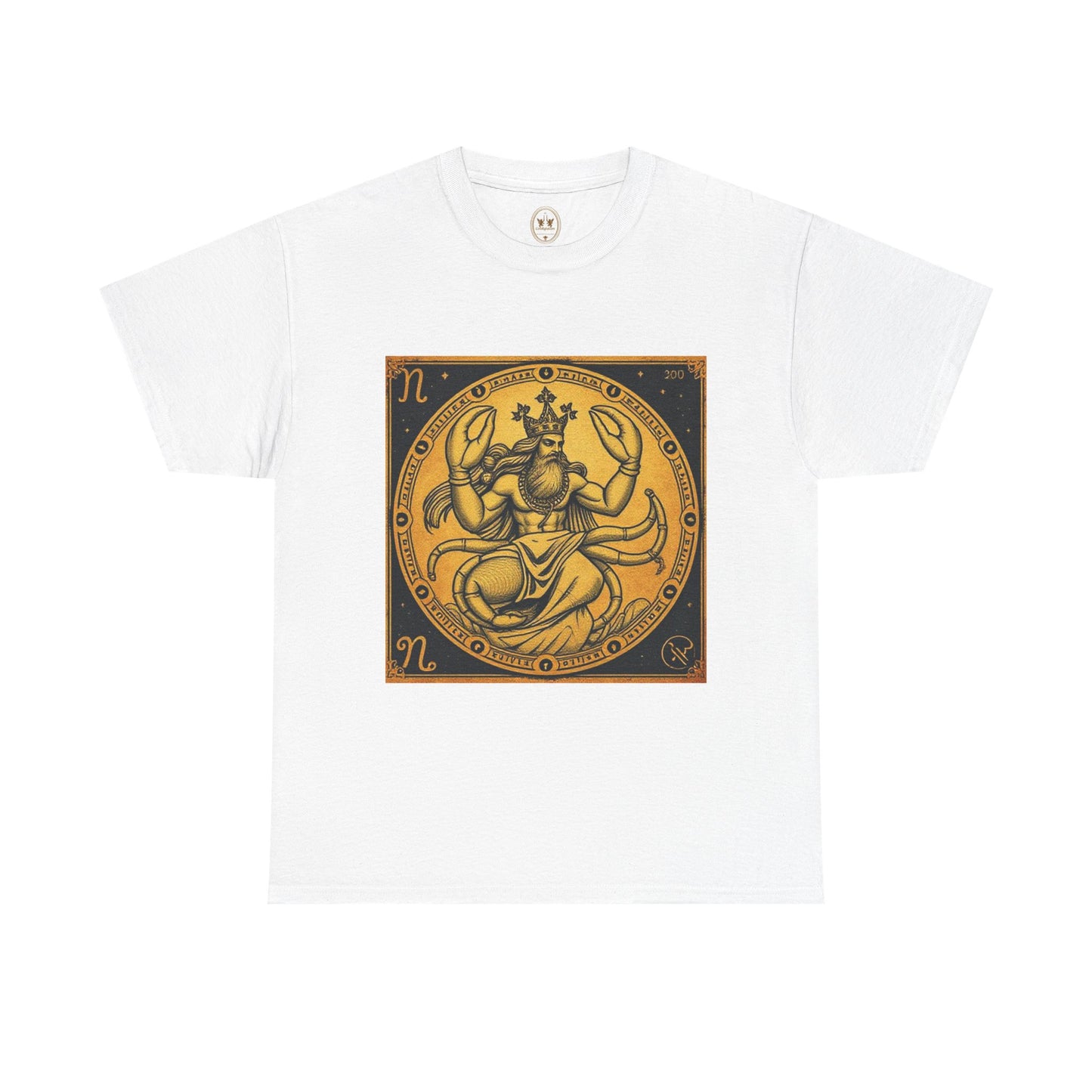 Unisex Heavy Cotton T-Shirt, Crab King v1, Cancer Zodiac Design