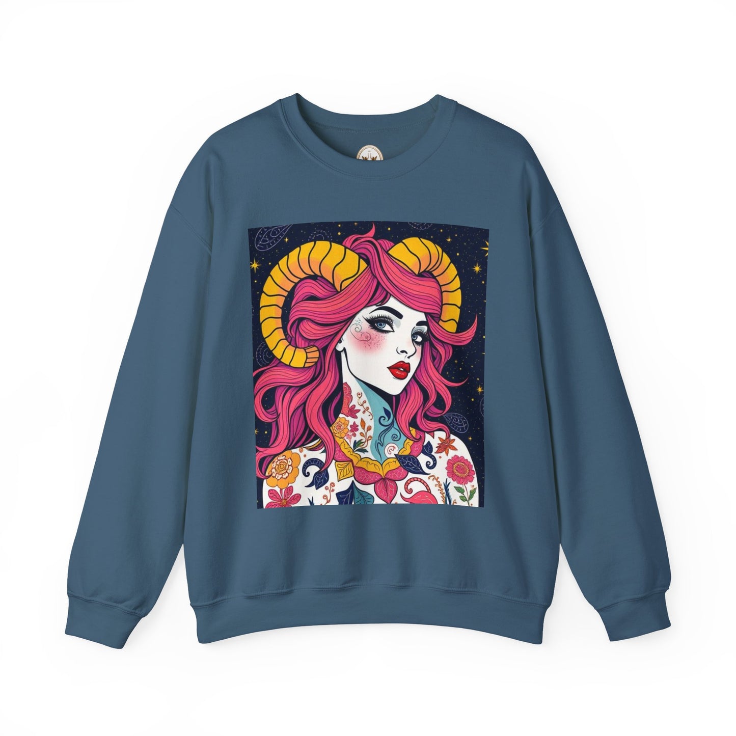 Unisex Heavy Blend™ Crewneck Sweatshirt, Aries, Zodiac, Sexy Pattern