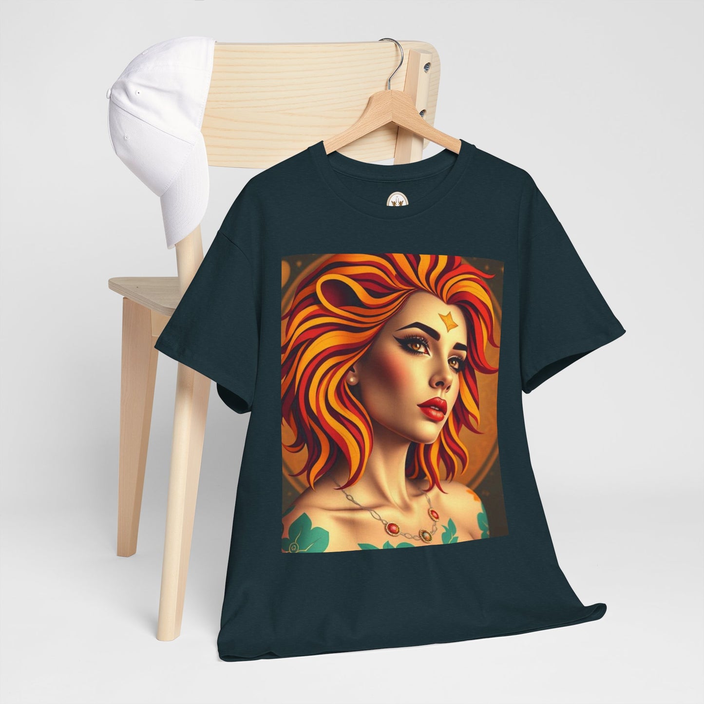 Unisex Heavy Cotton T-Shirt, Leo, Zodiac v3, Sexy Art