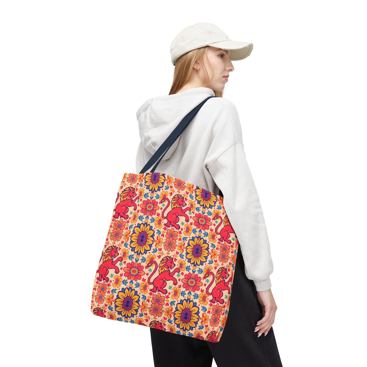 Tote Bag (AOP), Leo, Zodiac v2, Flower Pattern