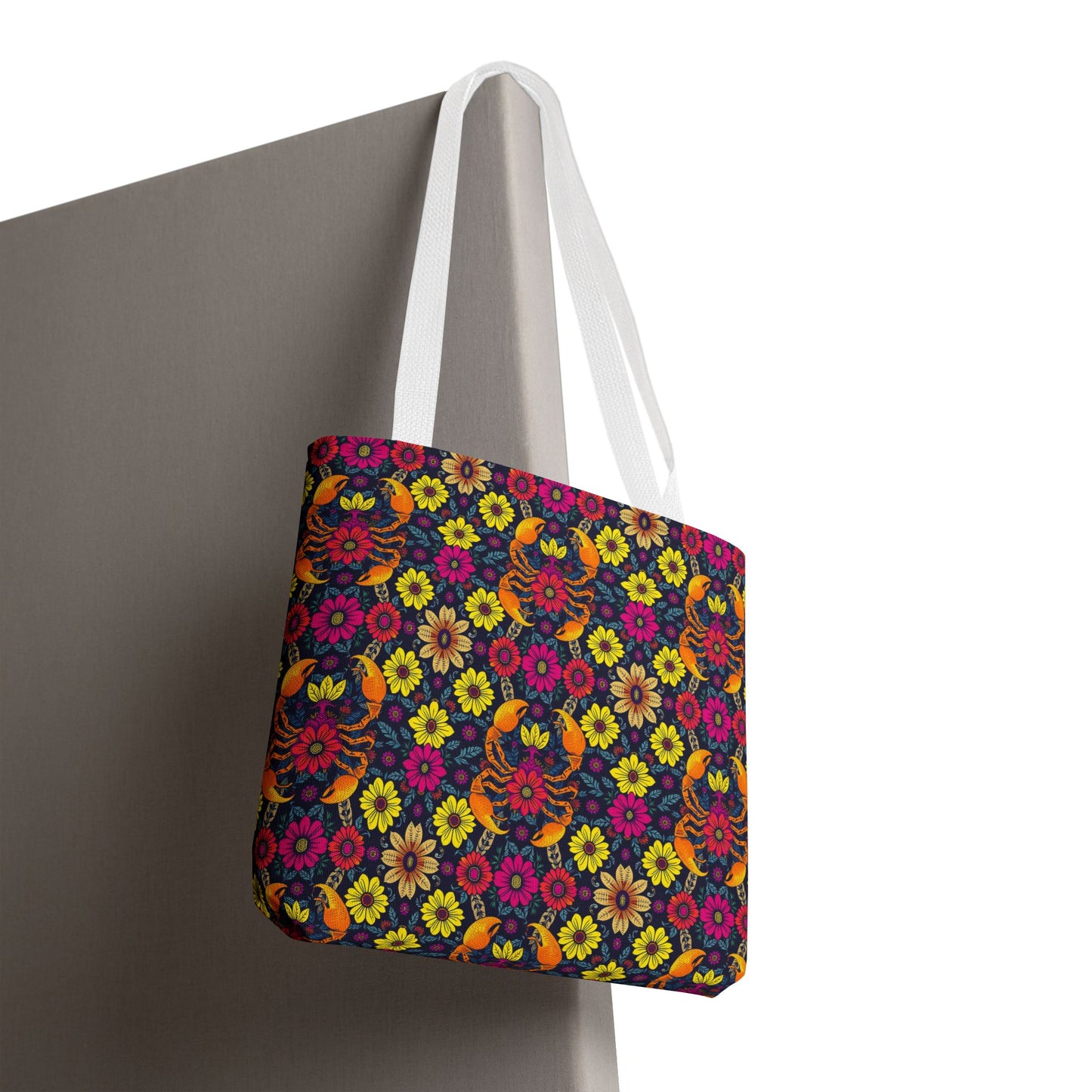 Tote Bag, (AOP), Scorpio, Zodiac v1, Flower Pattern
