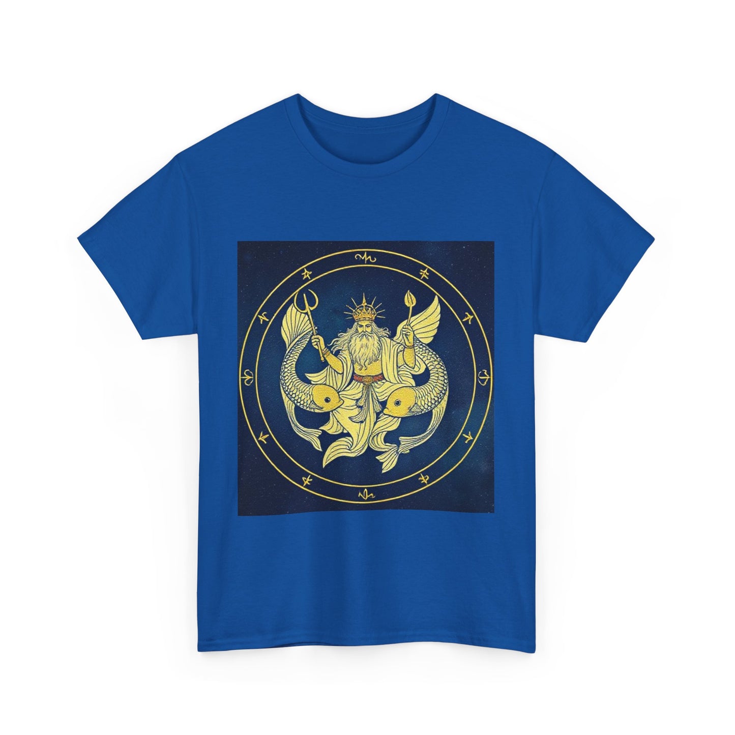 Unisex Heavy Cotton T-Shirt, King of Pisces, Zodiac Design