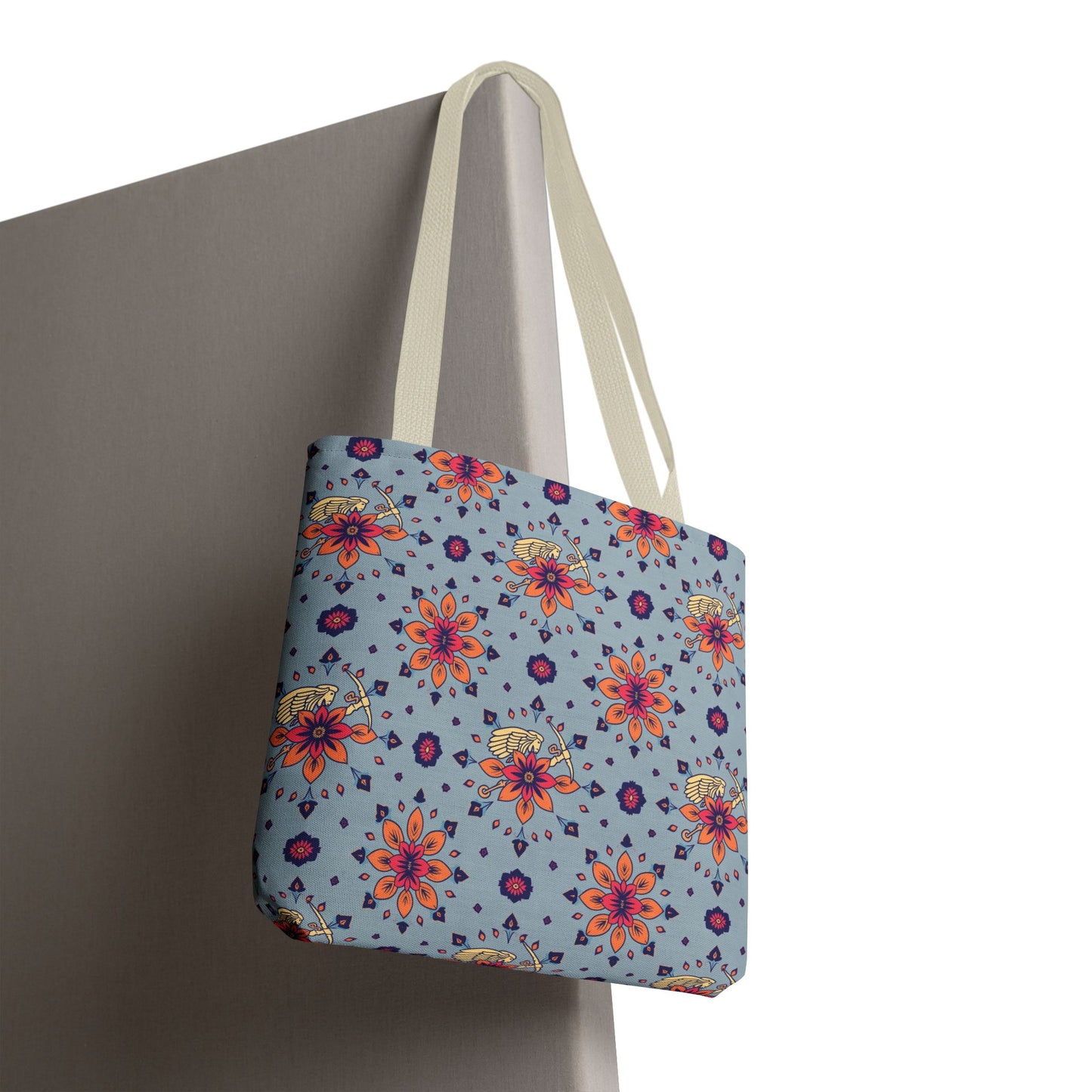 Tote Bag, (AOP), Sagittarius, Zodiac v1, Flower Pattern