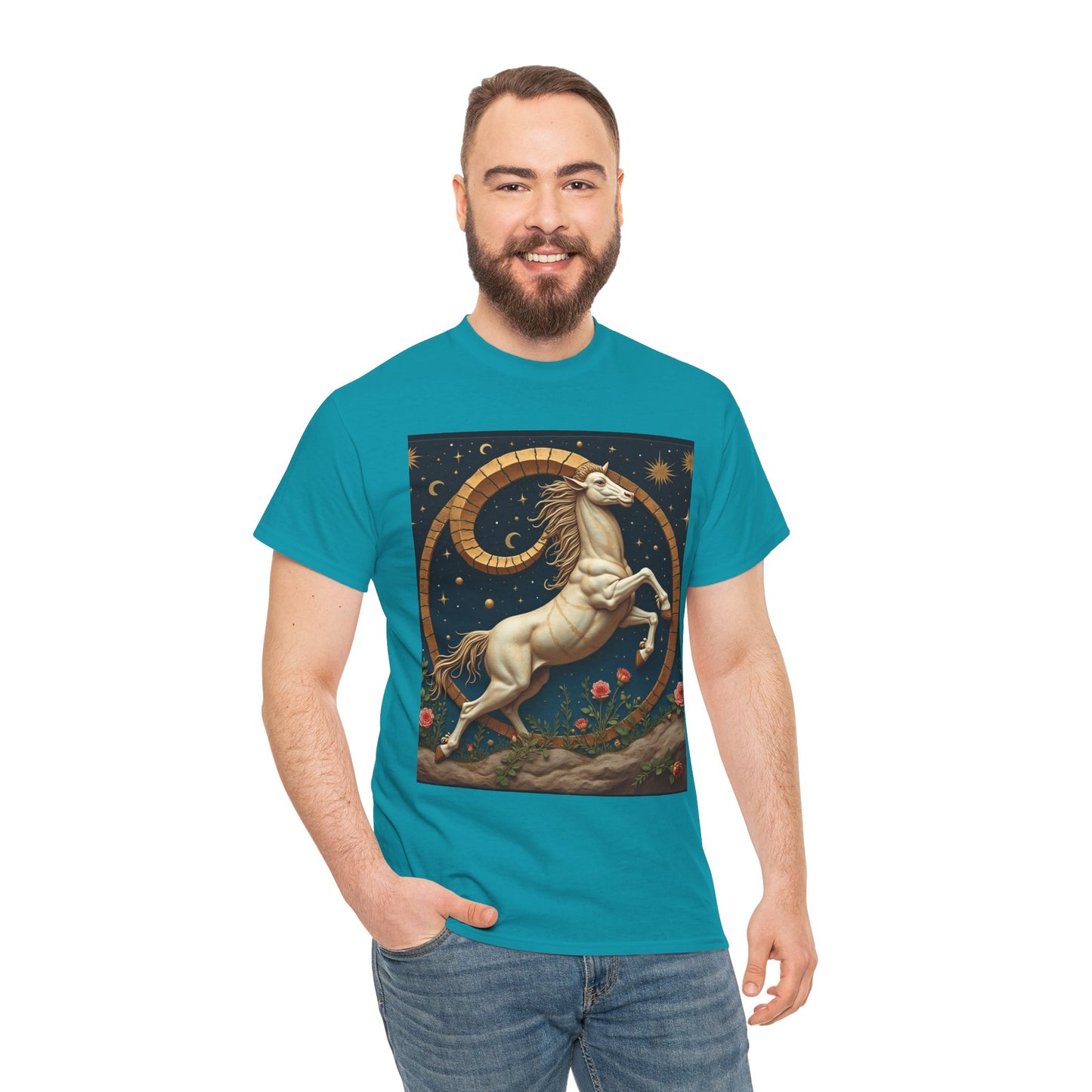 Unisex Heavy Cotton T-Shirt, Aries Animal 1v, Zodiac Design