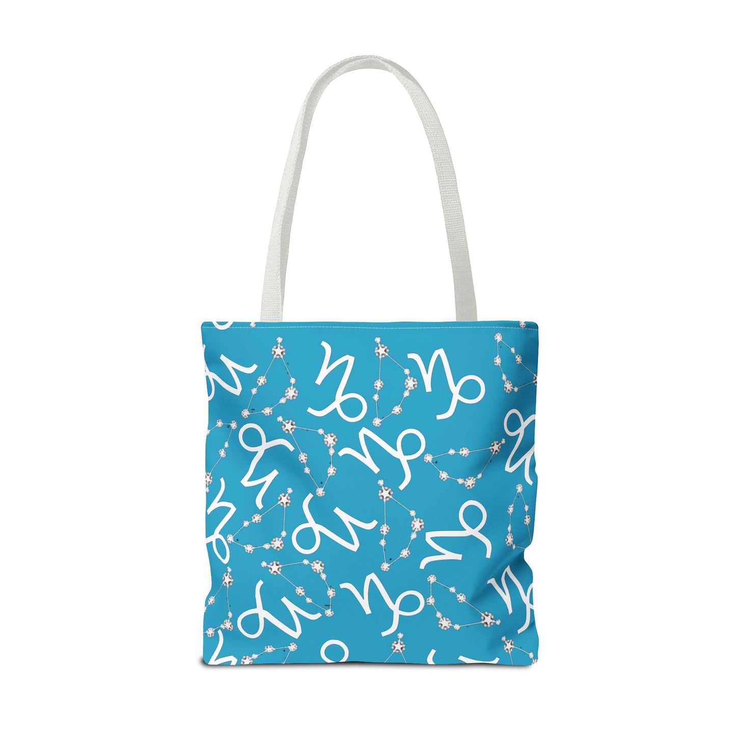 Tote Bag, Capricorn Zodiac Sign, AOP, (Turquoise, White)