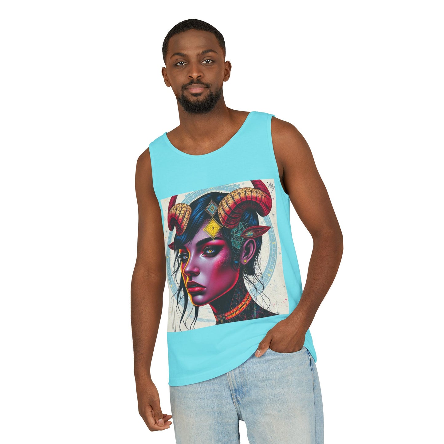 Unisex Garment-Dyed, Tank Top, Taurus Design, Pop Art v2, 100% US cotton