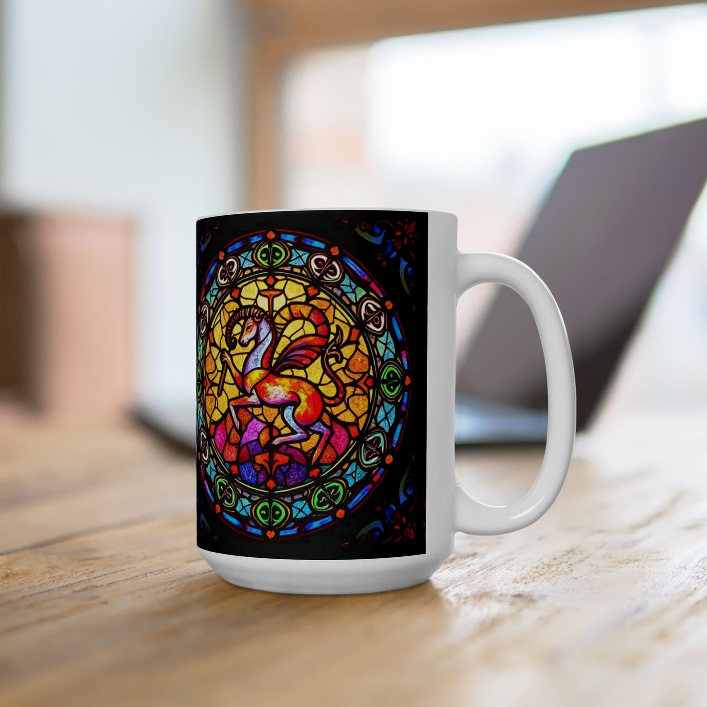 Ceramic Mug, (11oz, 15oz), Ceramic Coffee Mug, AOP, Glass Design, Aries Zodiac