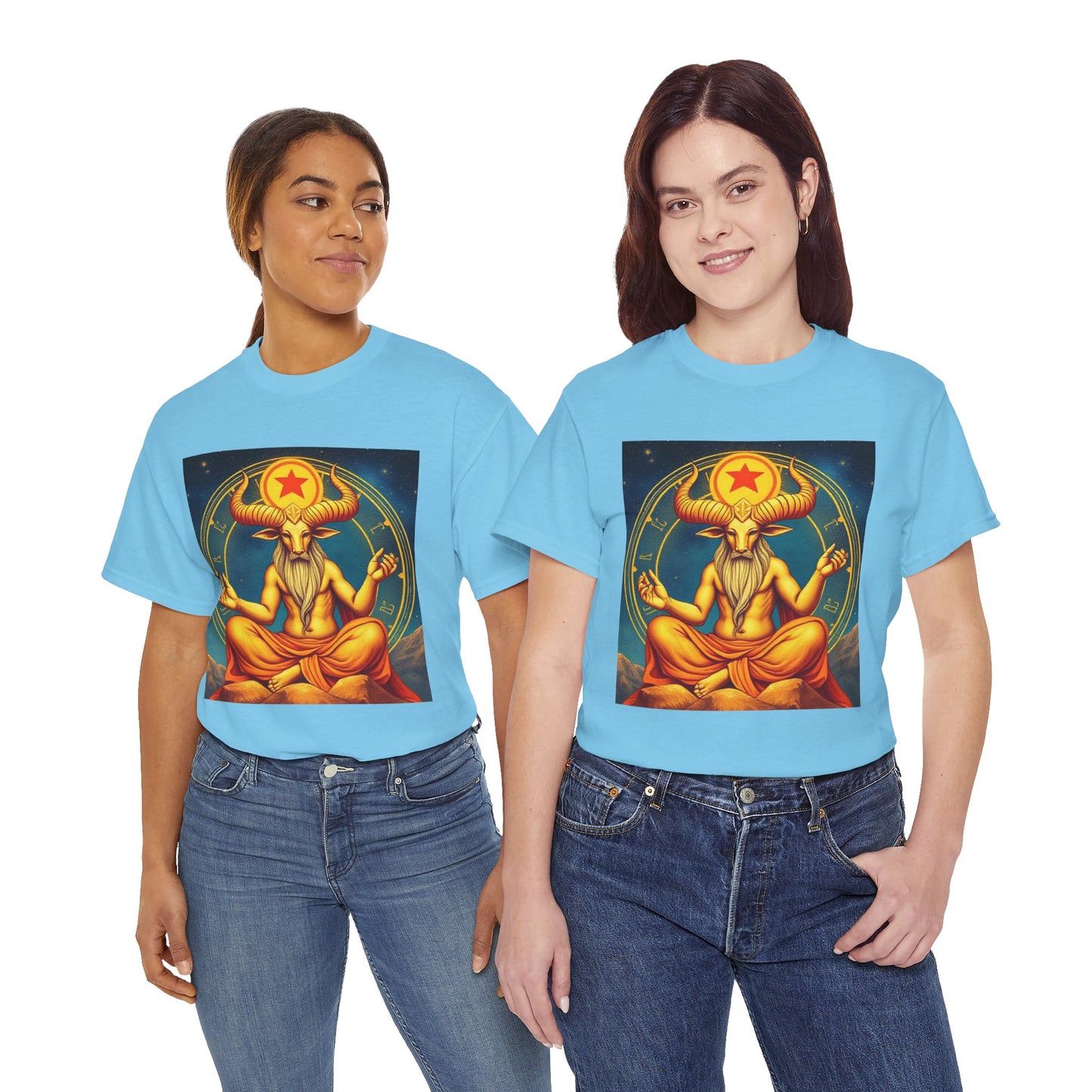 Unisex Heavy Cotton T-Shirt, Meditating Bull, Taurus Zodiac Design