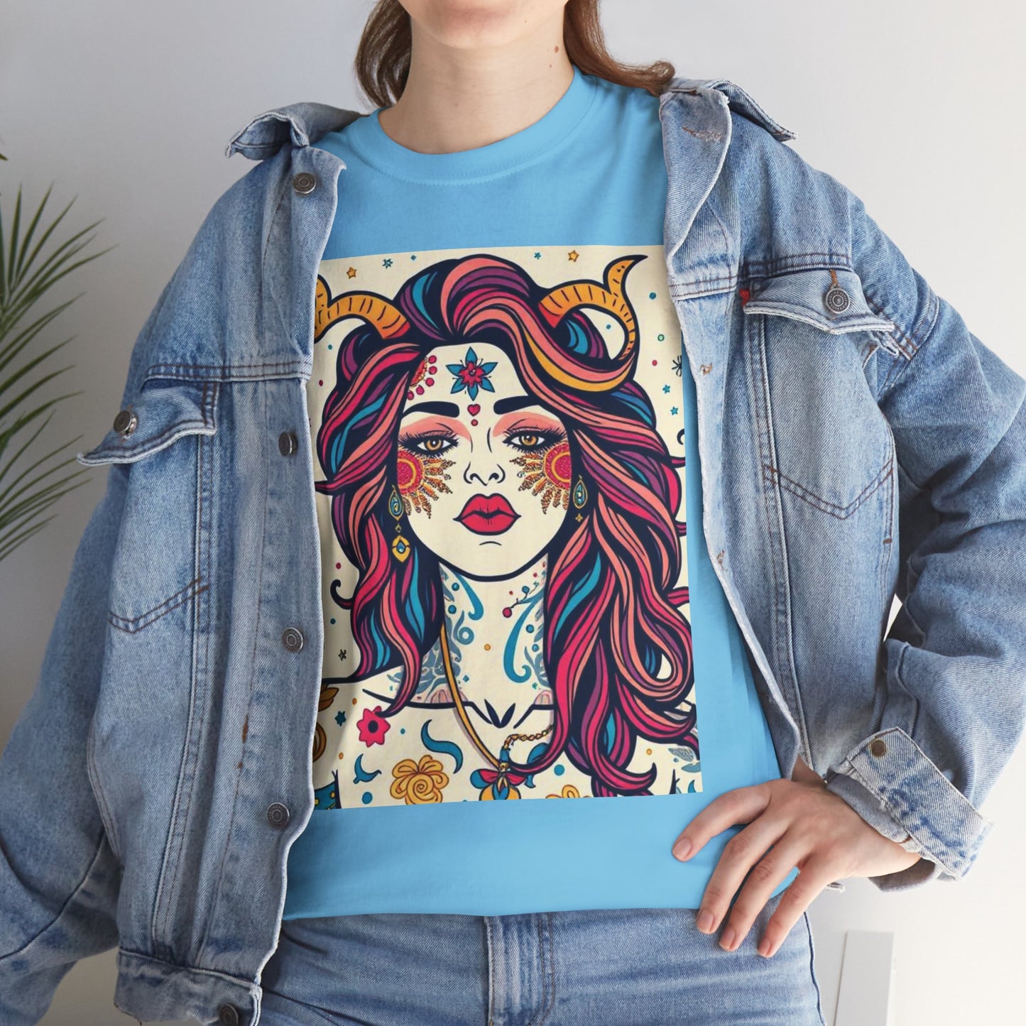 Unisex Heavy Cotton T-Shirt, Virgo, Zodiac v3, Sexy Art