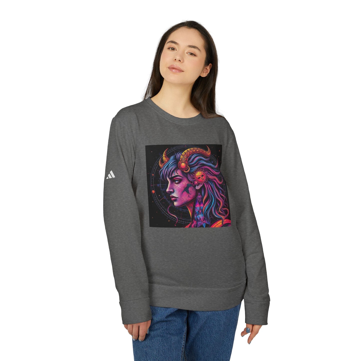 Adidas, Unisex Fleece Crewneck Sweatshirt, Virgo, Pop Art, Zodiac