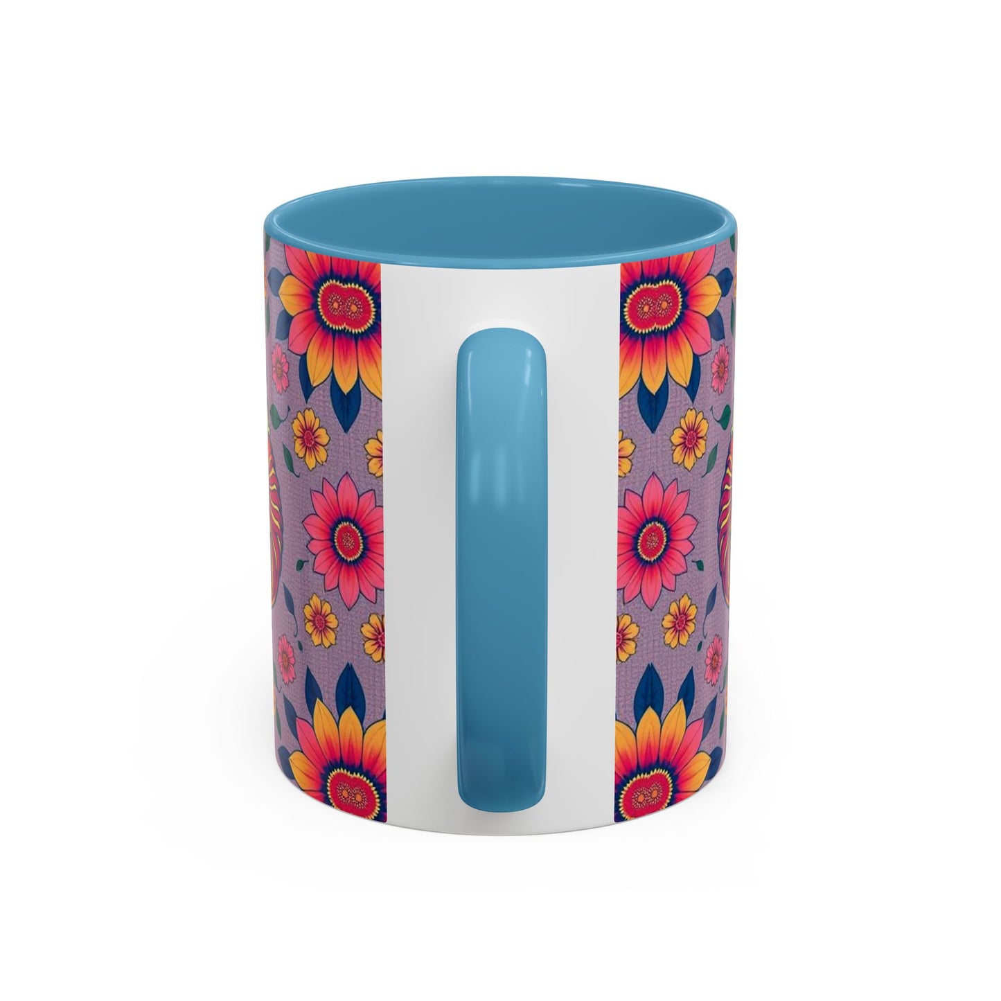 Accent Coffee Mug, Pisces, Zodiac v2, Flower Pattern, (11, 15oz)