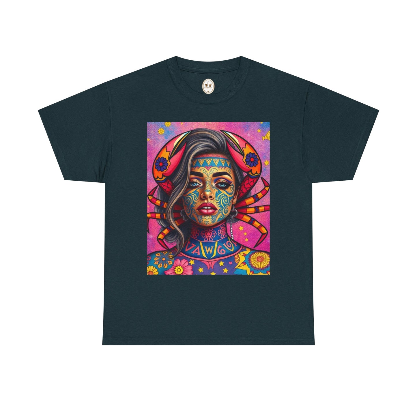 Unisex Heavy Cotton T-Shirt, Cancer, Zodiac v3, Sexy Art
